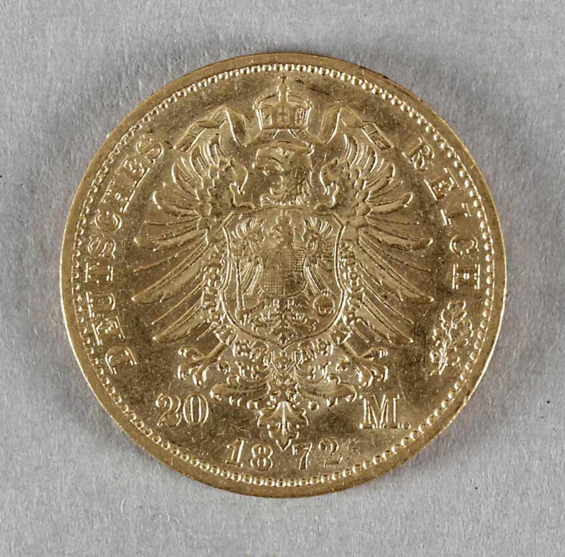 Goldmünze, 20 Mark, Karl von Württemberg, 1872 F - Bild 2 aus 2