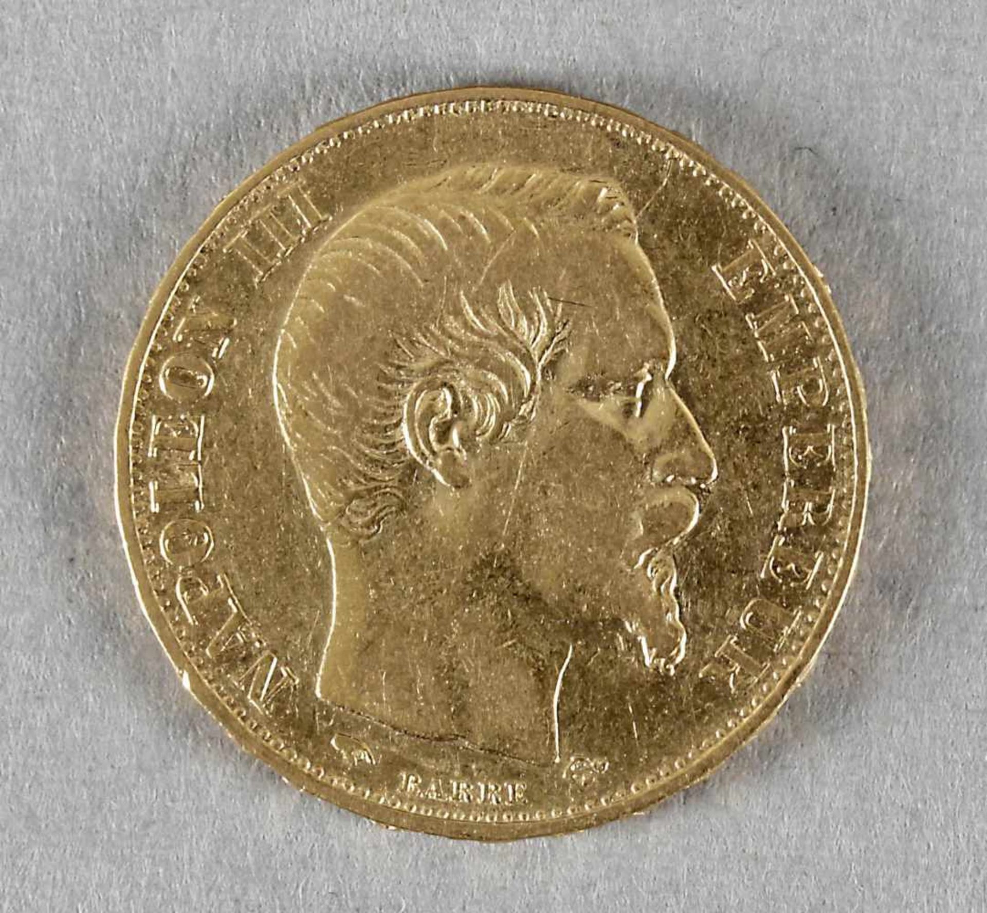 Goldmünze, 20 Francs, Napoleon III., Frankreich, 1855 A