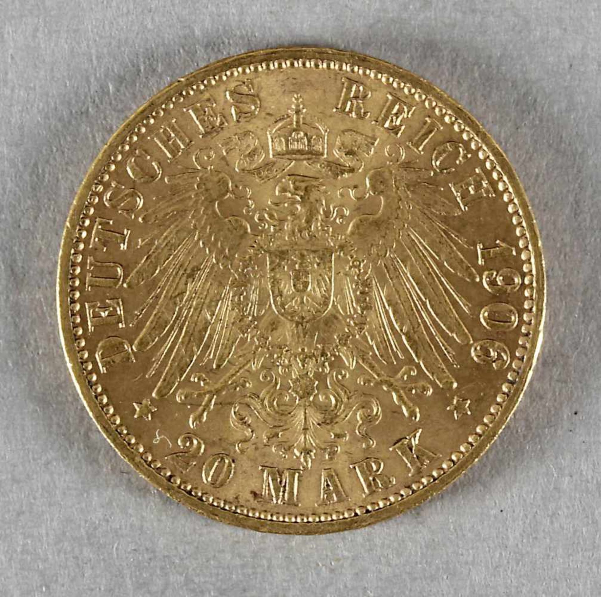 Goldmünze, 20 Mark, Bremen, 1906 D - Bild 2 aus 2