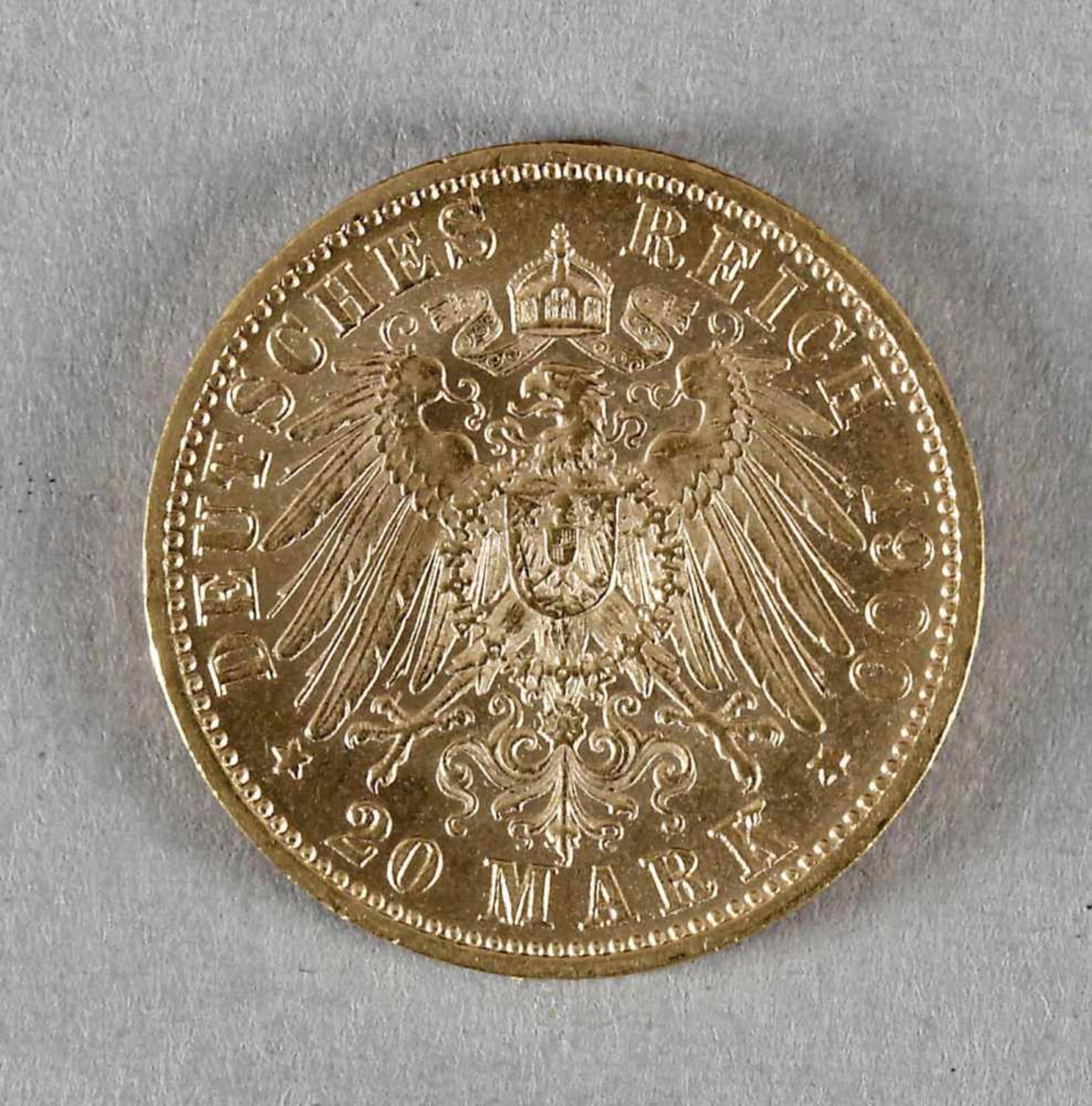 Goldmünze, 20 Mark, Karl von Württemberg, 1900 F - Bild 2 aus 2