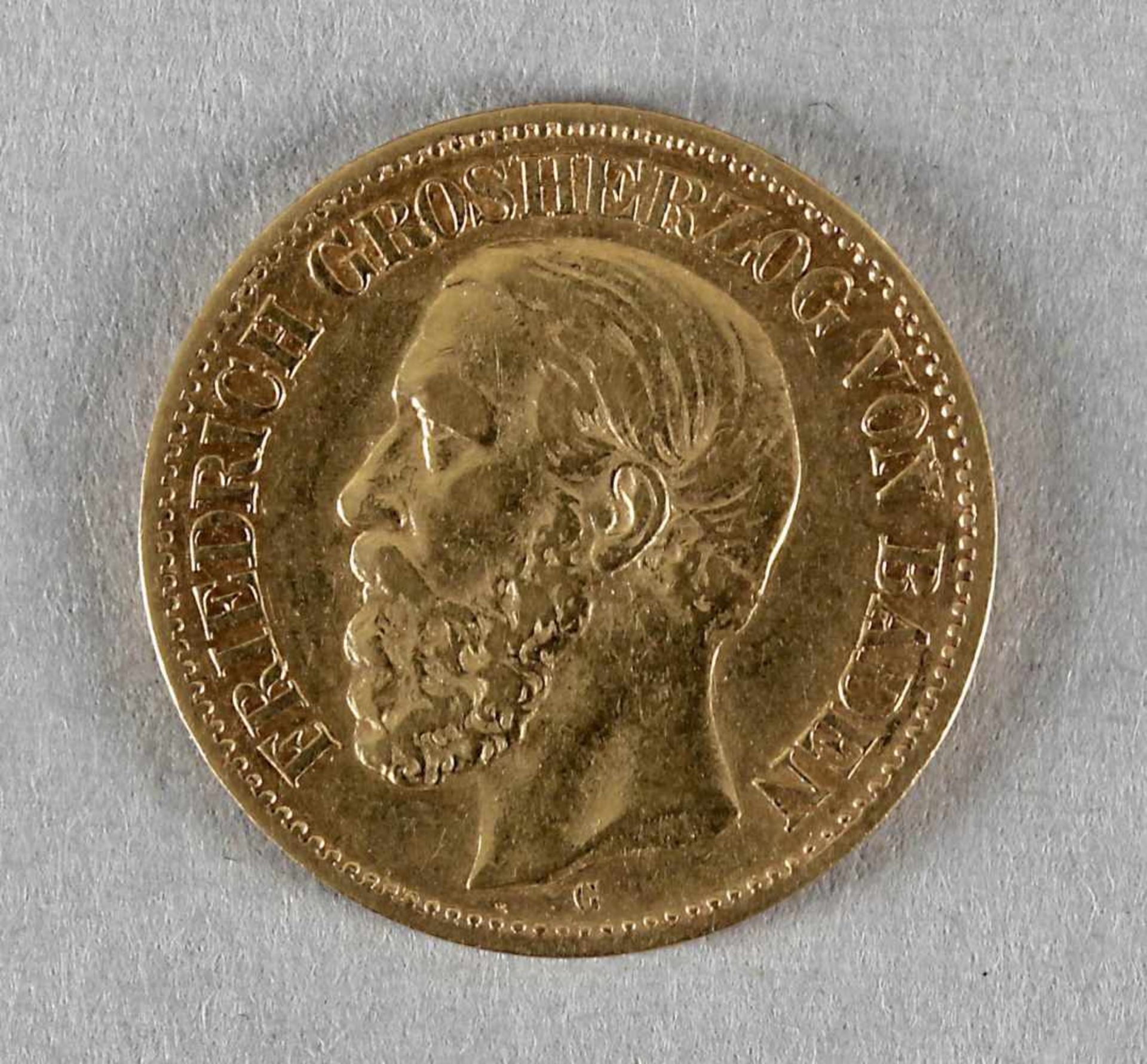 Goldmünze, 10 Mark, Friedrich von Baden, 1875 G