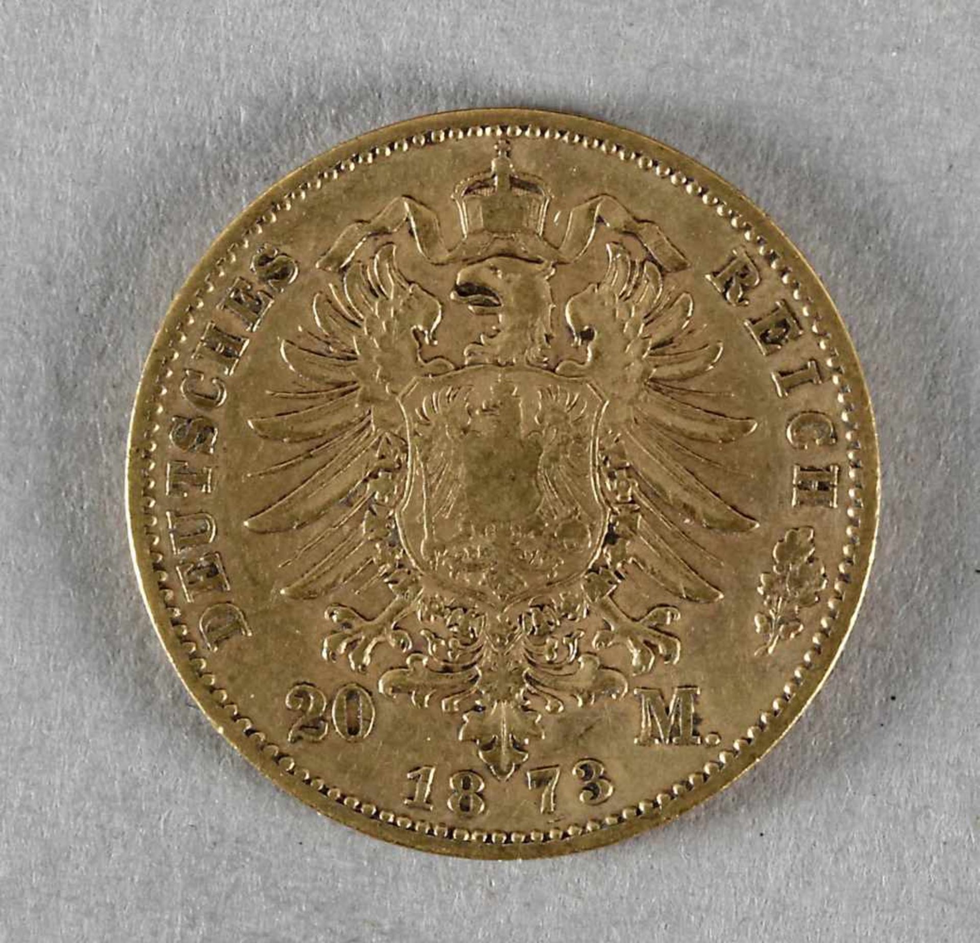 Goldmünze, 20 Mark, Karl von Württemberg, 1873 F - Bild 2 aus 2