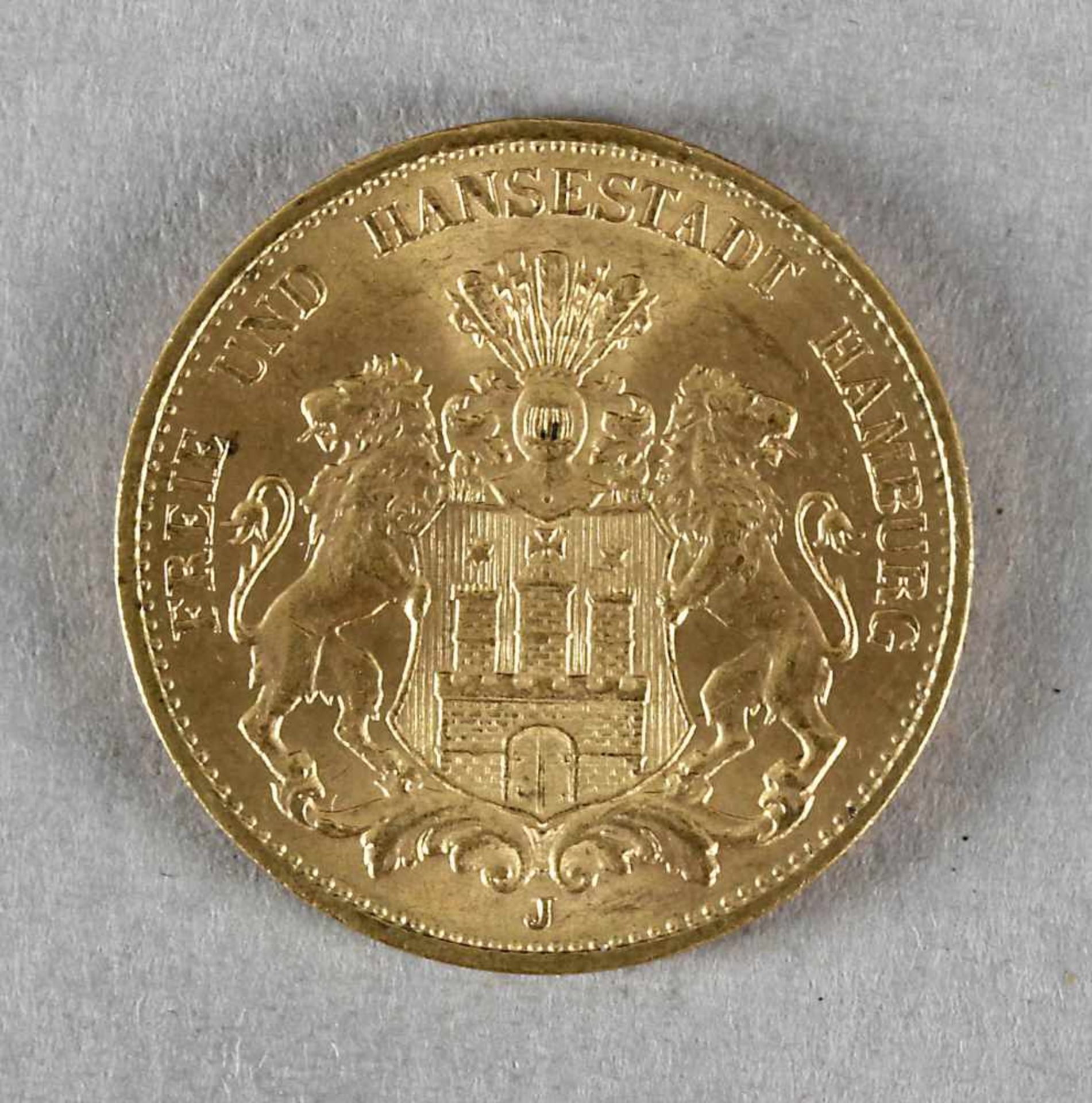 Goldmünze, 20 Mark, Hamburg, 1913 J