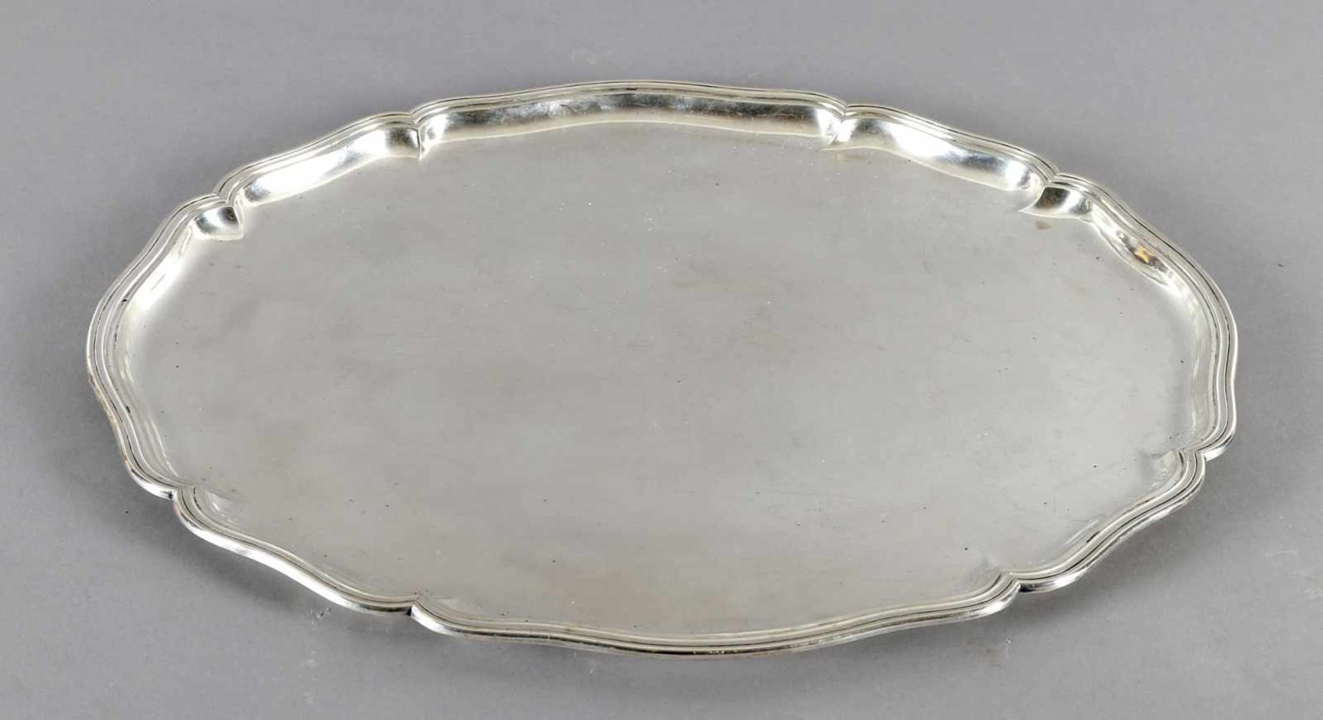Großes ovales Silbertablett, 835er Silber, deutsch, Anfang 20. Jh.