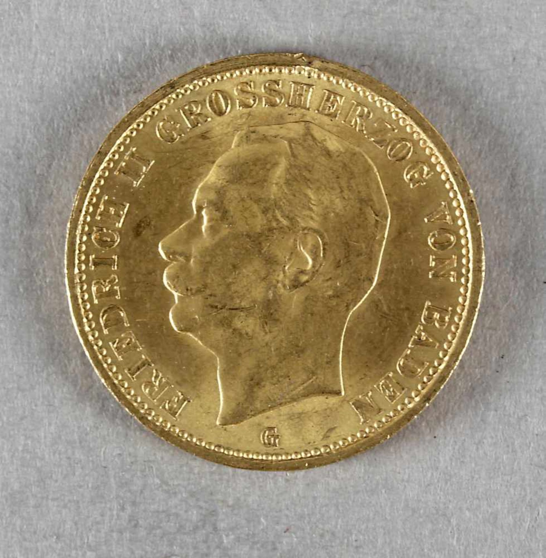 Goldmünze, 20 Mark, 1912, Friedrich II. von Baden, 1912 G