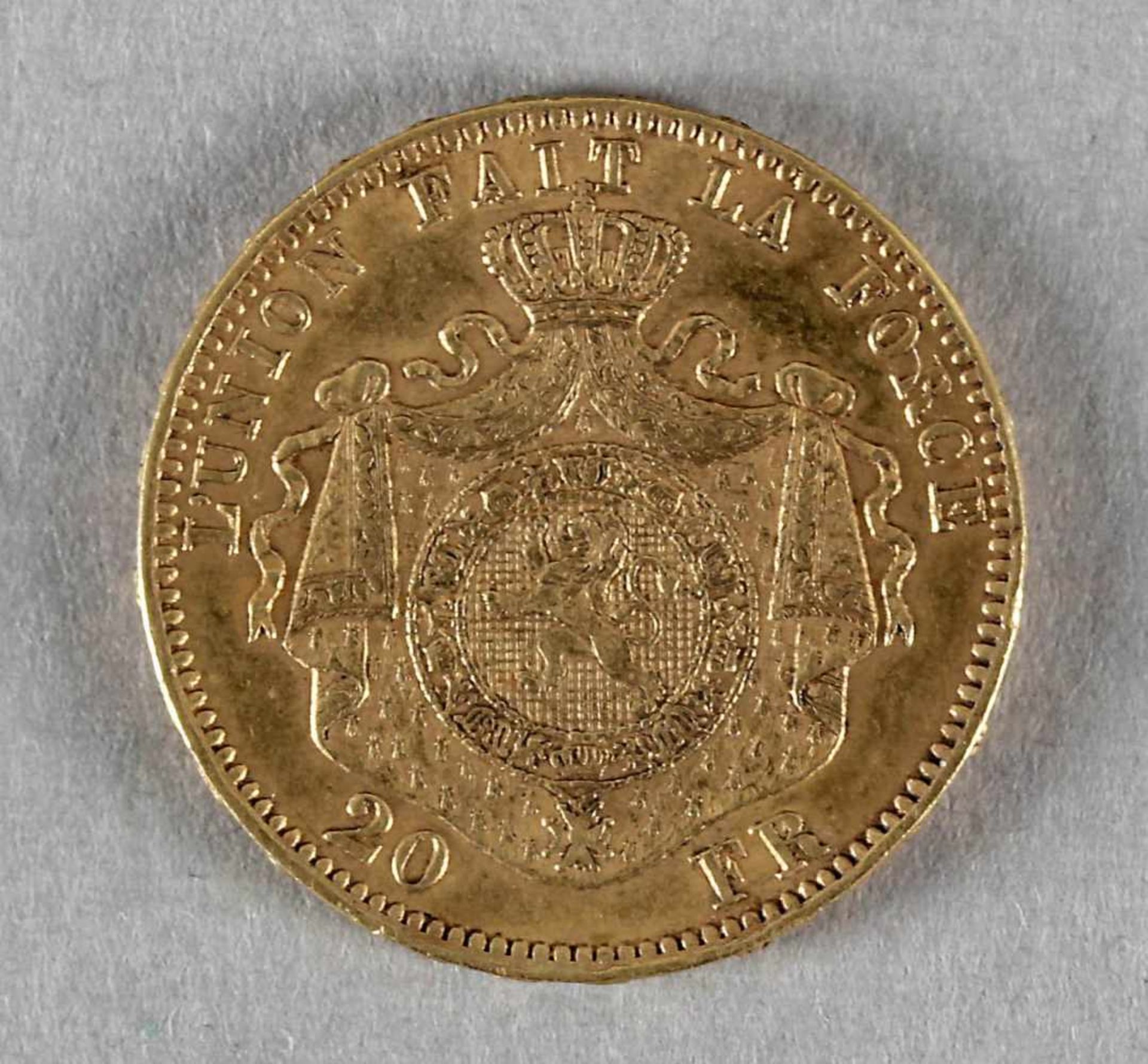 Goldmünze, 20 Francs, Leopold II., Belgien, 1875 - Bild 2 aus 2