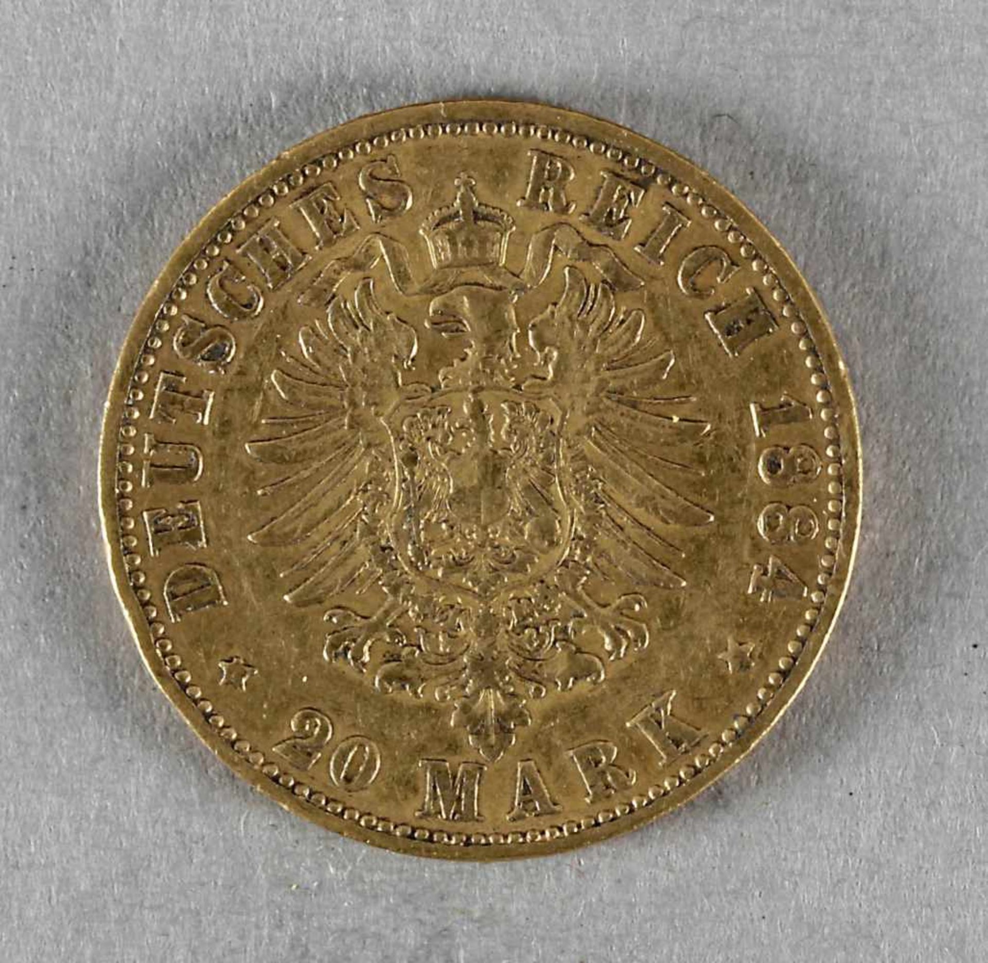 Goldmünze, 20 Mark, Hamburg, 1884 J - Bild 2 aus 2