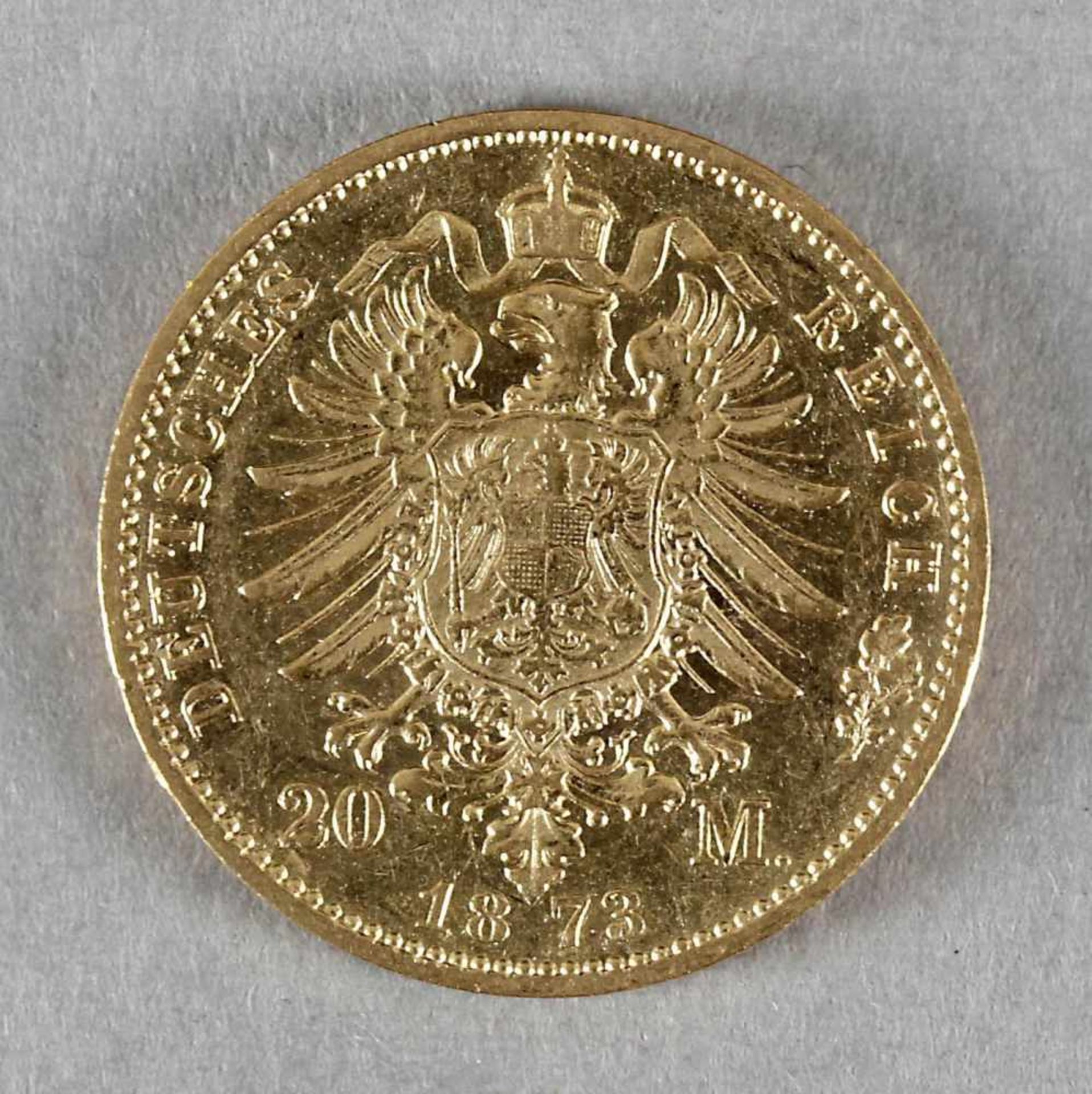 Goldmünze, 20 Mark, Wilhelm I. von Preußen, 1873 B - Image 2 of 2
