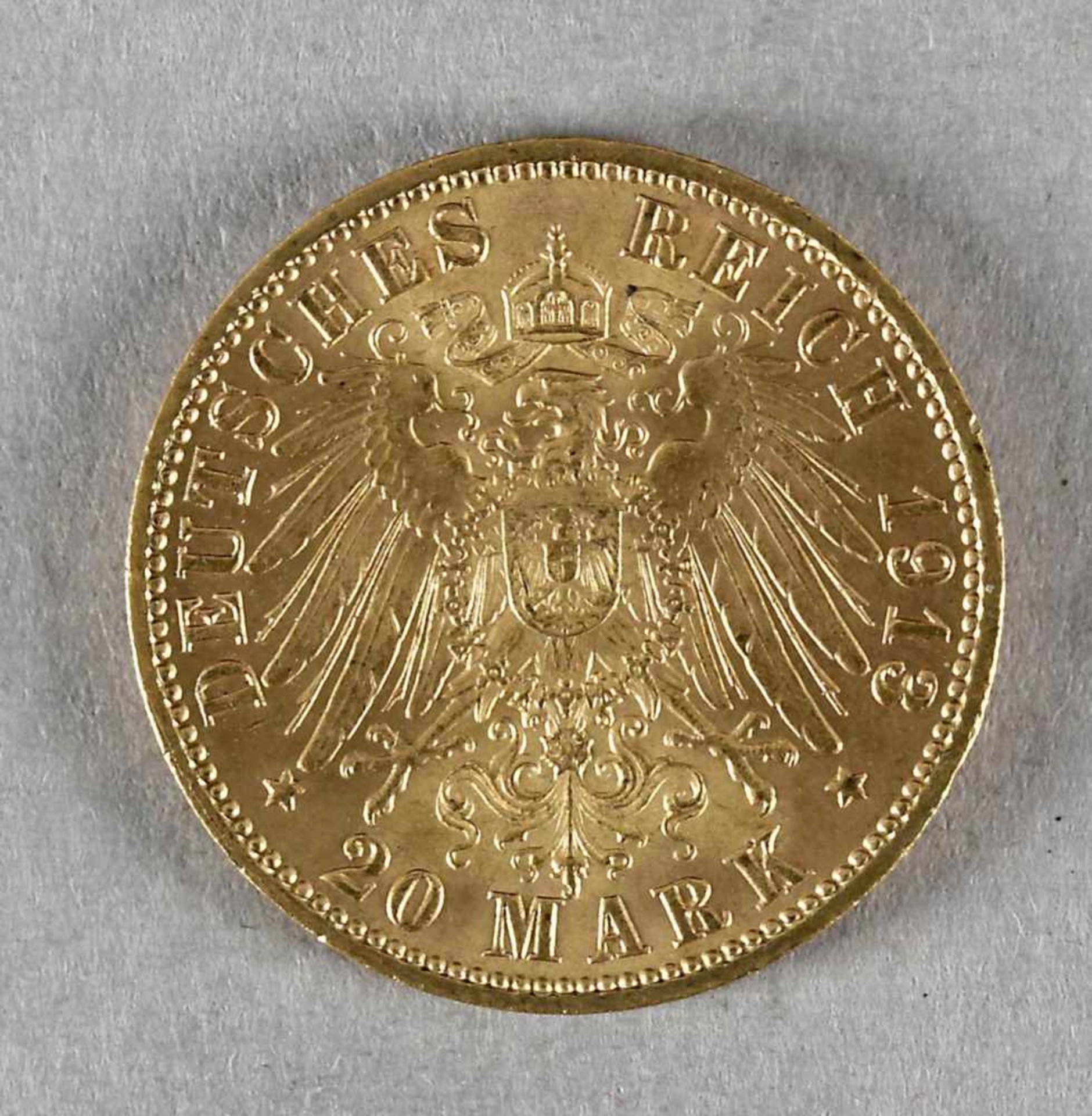 Goldmünze, 20 Mark, Hamburg, 1913 J - Bild 2 aus 2
