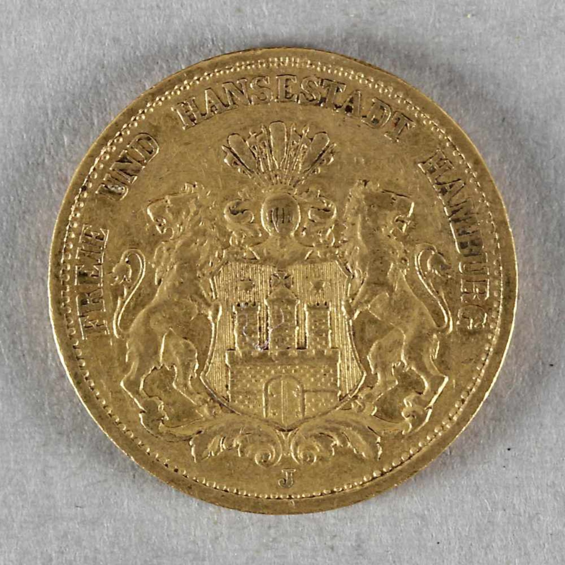 Goldmünze, 20 Mark, Hamburg, 1878 J