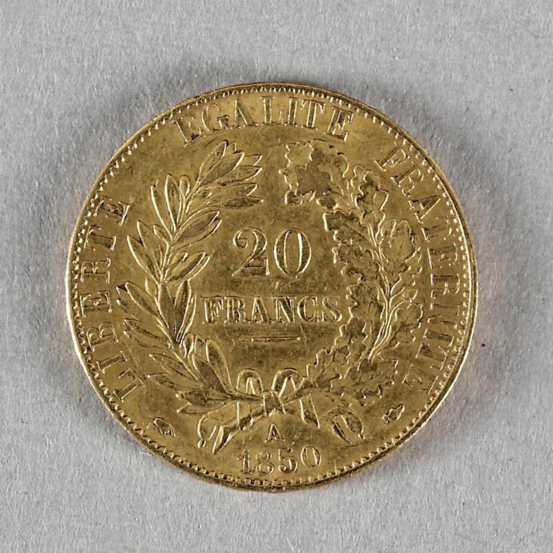 Goldmünze, 20 Francs, Frankreich, 1850 A - Bild 2 aus 2