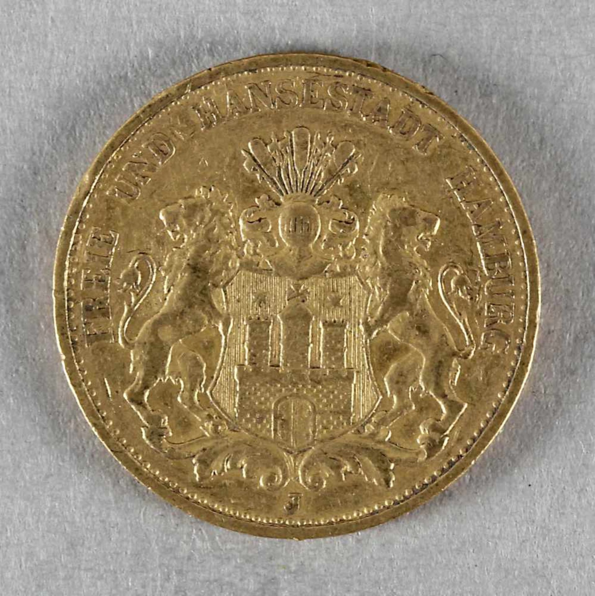 Goldmünze, 20 Mark, Hamburg, 1884 J
