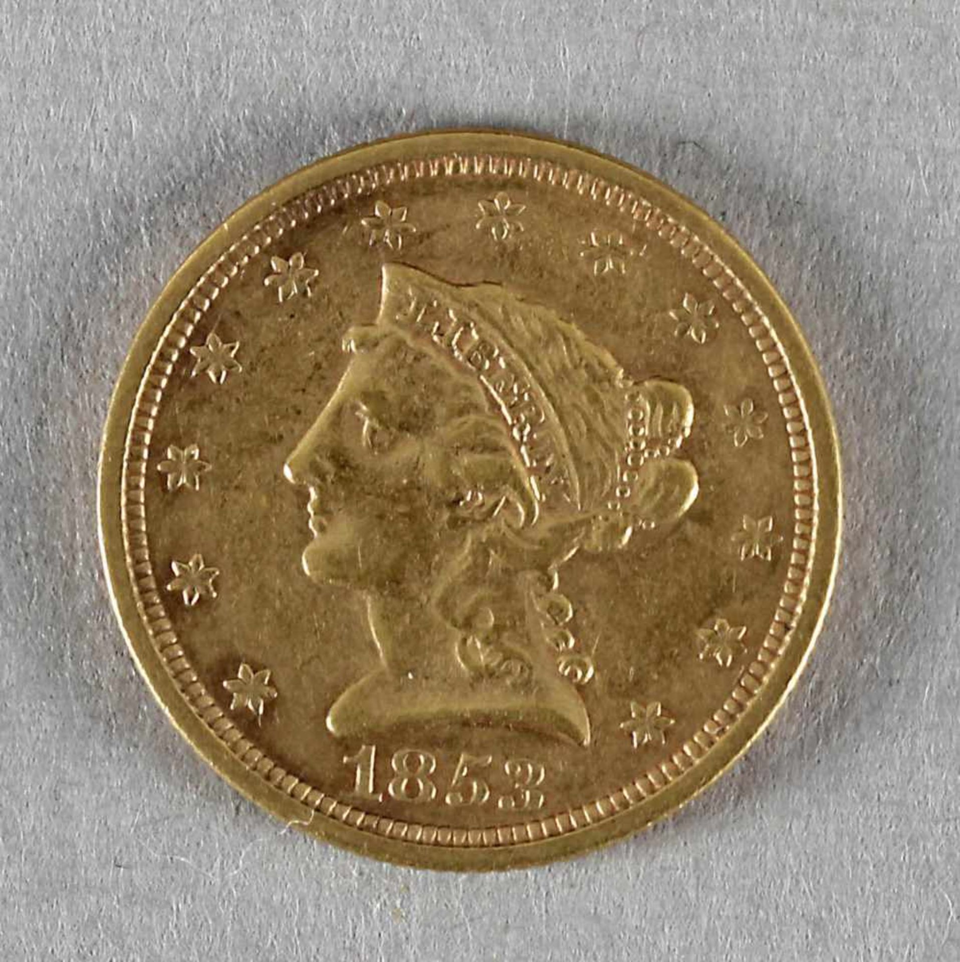 Goldmünze, 2,5 Dollar (Liberty Head), USA, 1853