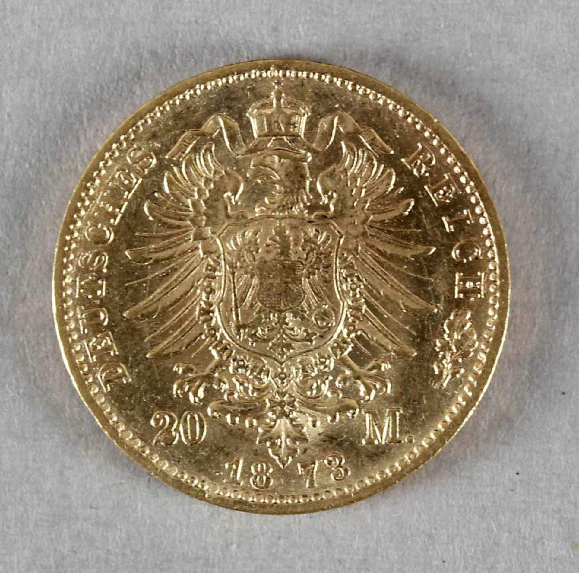 Goldmünze, 20 Mark, Friedrich von Baden, 1873 G - Bild 2 aus 2