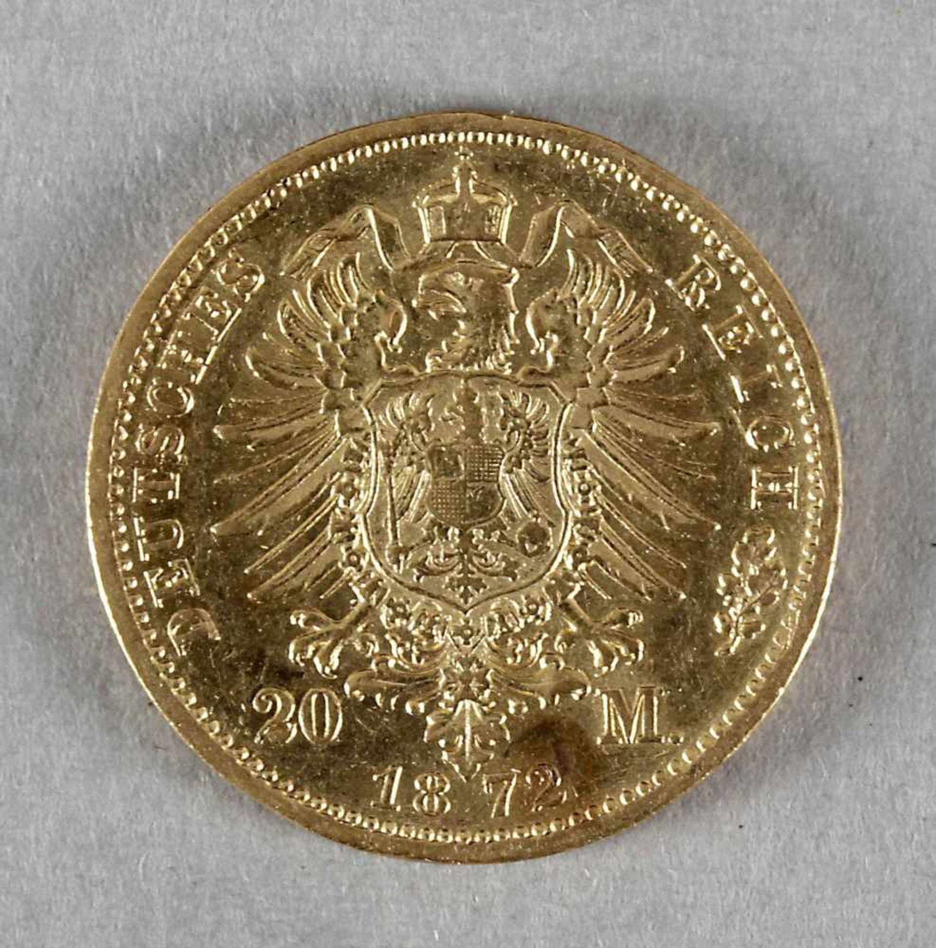 Goldmünze, 20 Mark, Wilhelm I. von Preußen, 1872 B - Bild 2 aus 2