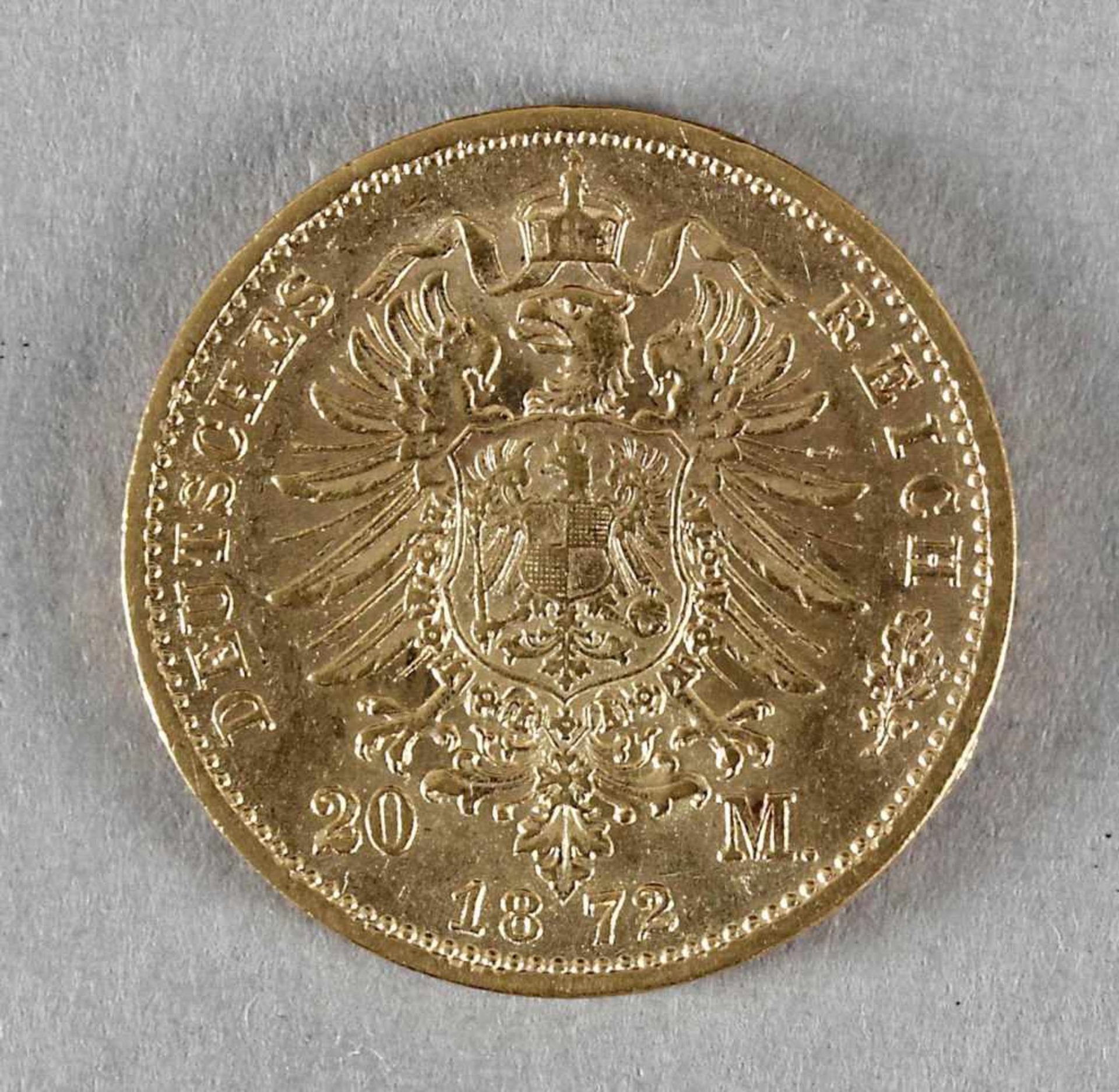 Goldmünze, 20 Mark, Johann von Sachsen, 1872 E - Image 2 of 2