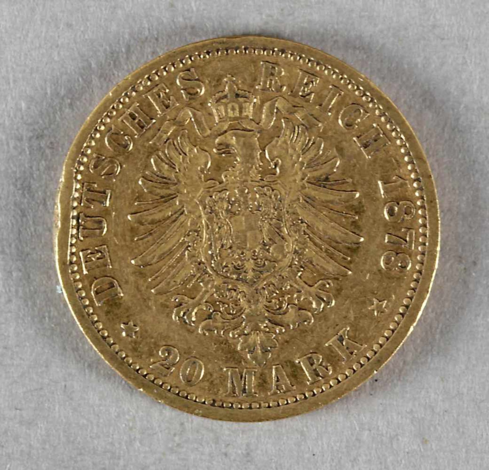 Goldmünze, 20 Mark, Hamburg, 1878 J - Bild 2 aus 2