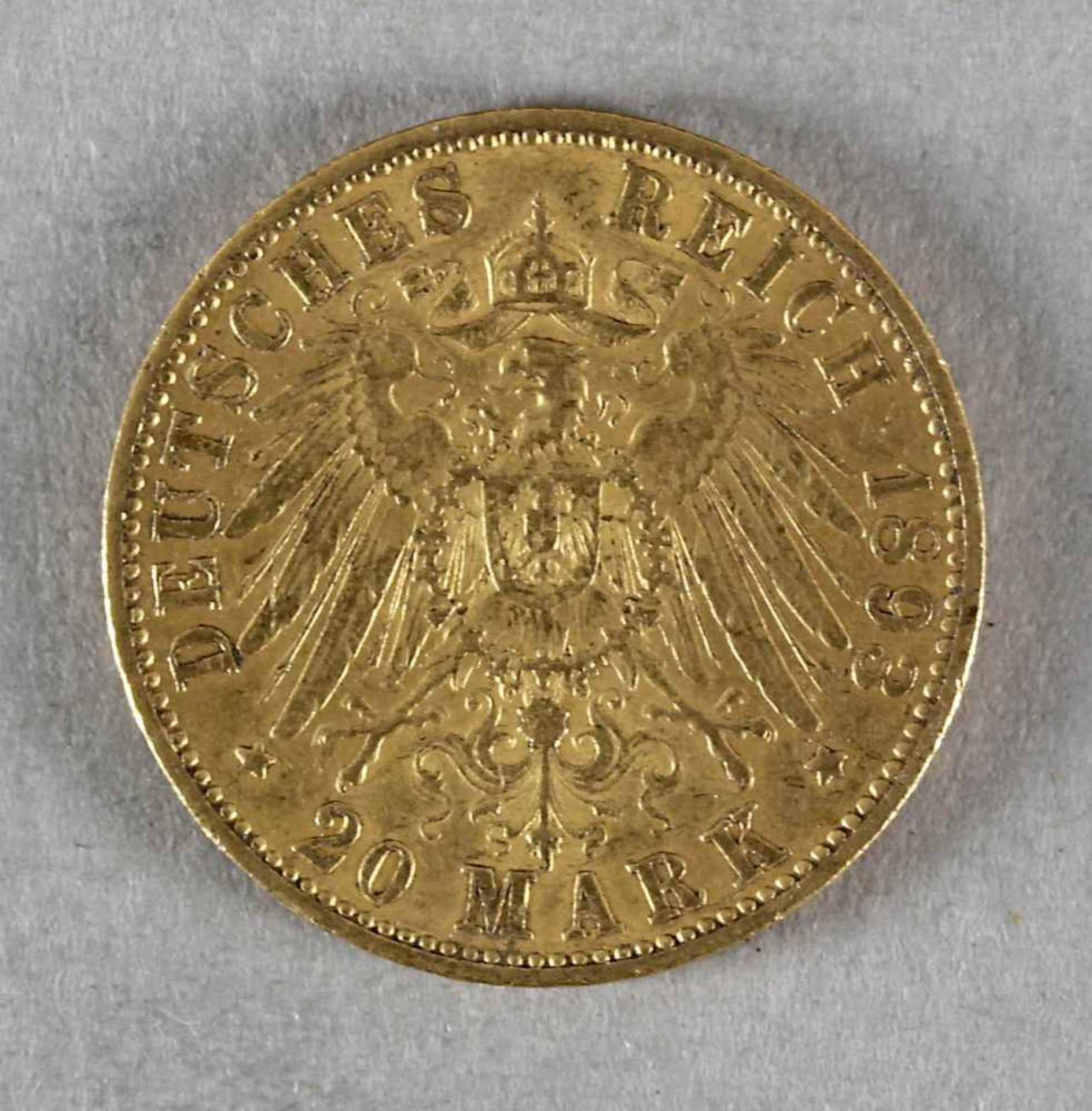 Goldmünze, 20 Mark, Hamburg, 1893 J - Bild 2 aus 2