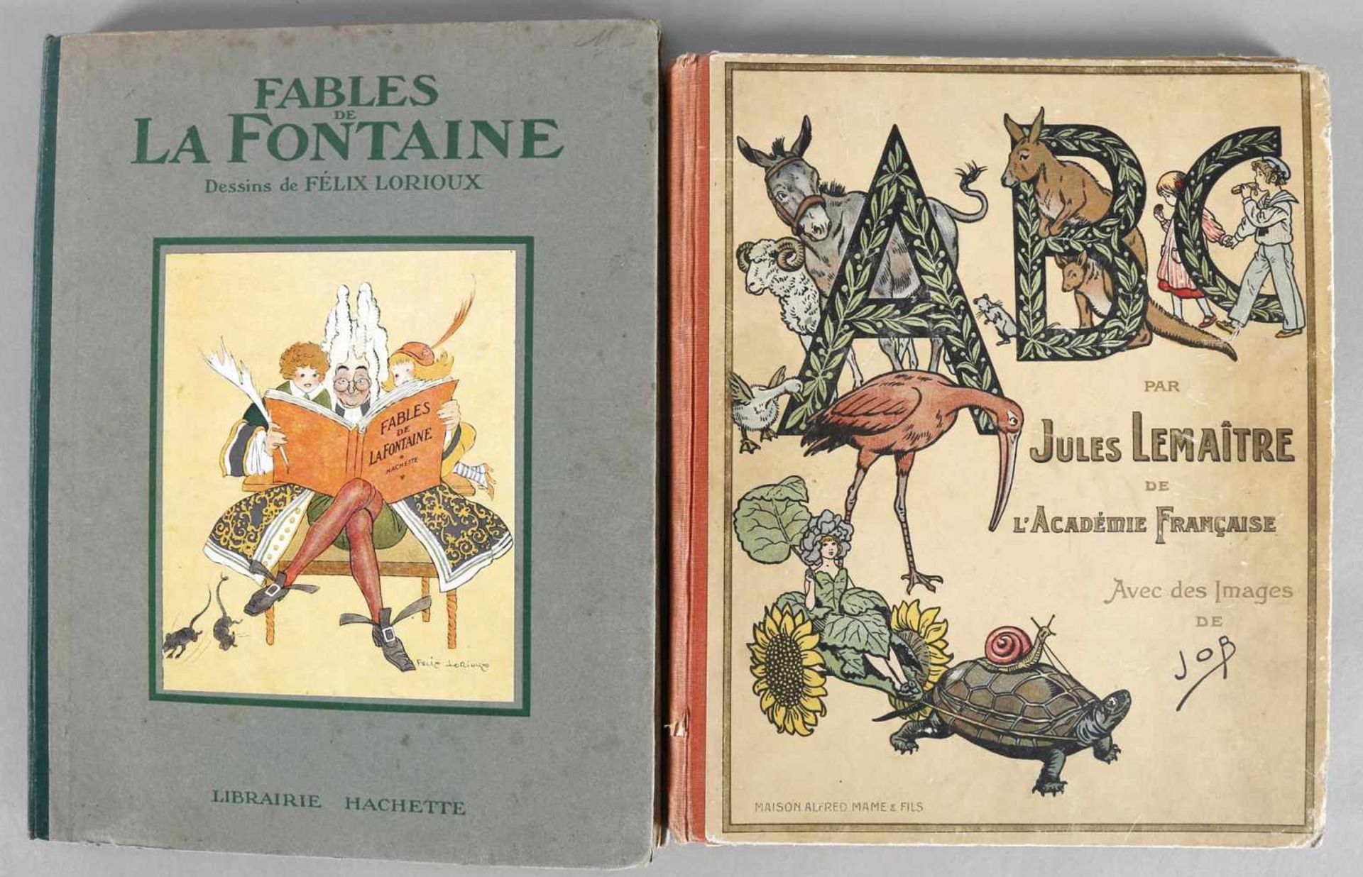 2 Bücher Félix Lorioux, Fables de La Fontaine: Illustrations de Félix Lorioux, Librairie Hachette,