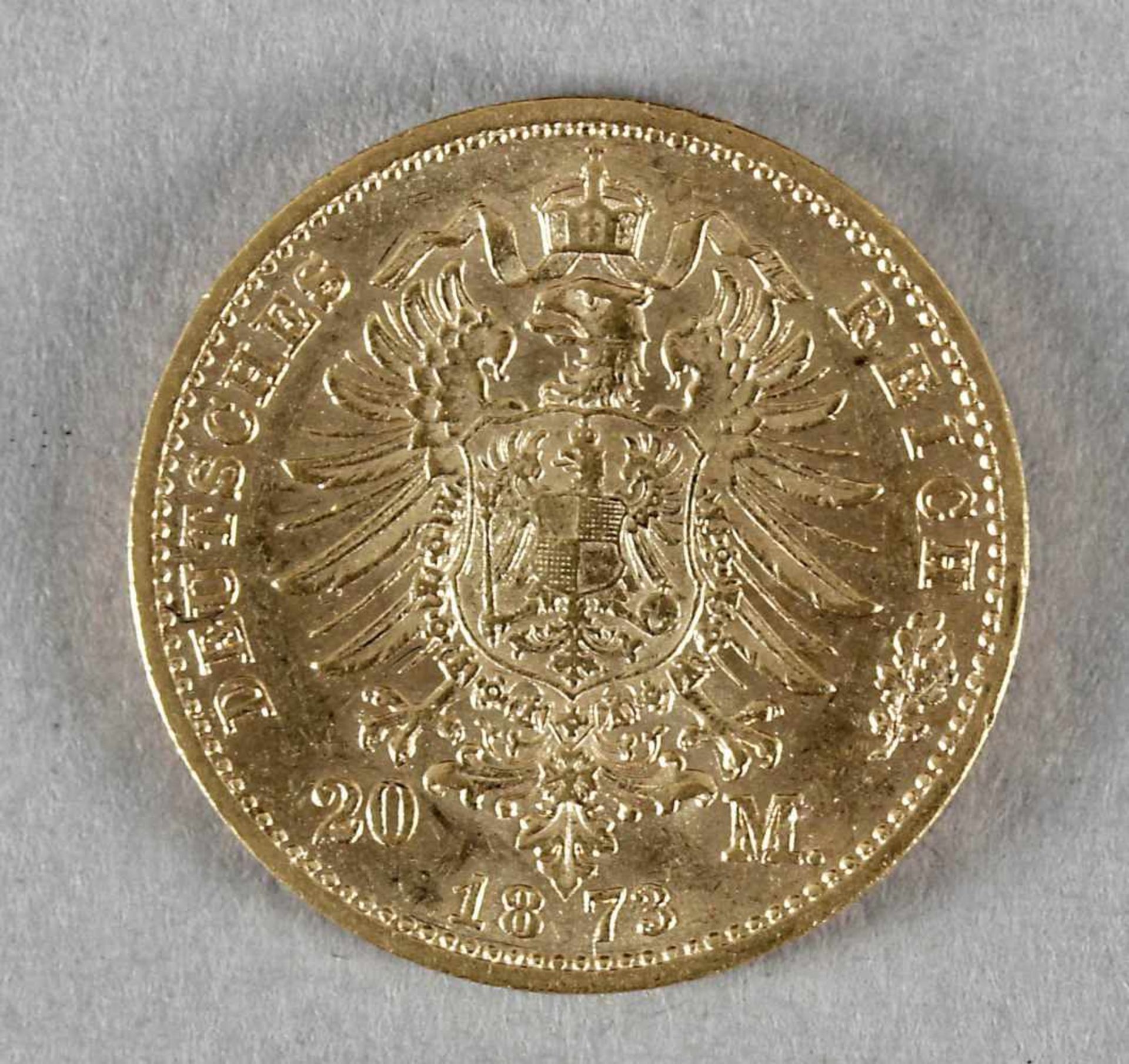 Goldmünze, 20 Mark, Johann von Sachsen, 1873 E - Image 2 of 2