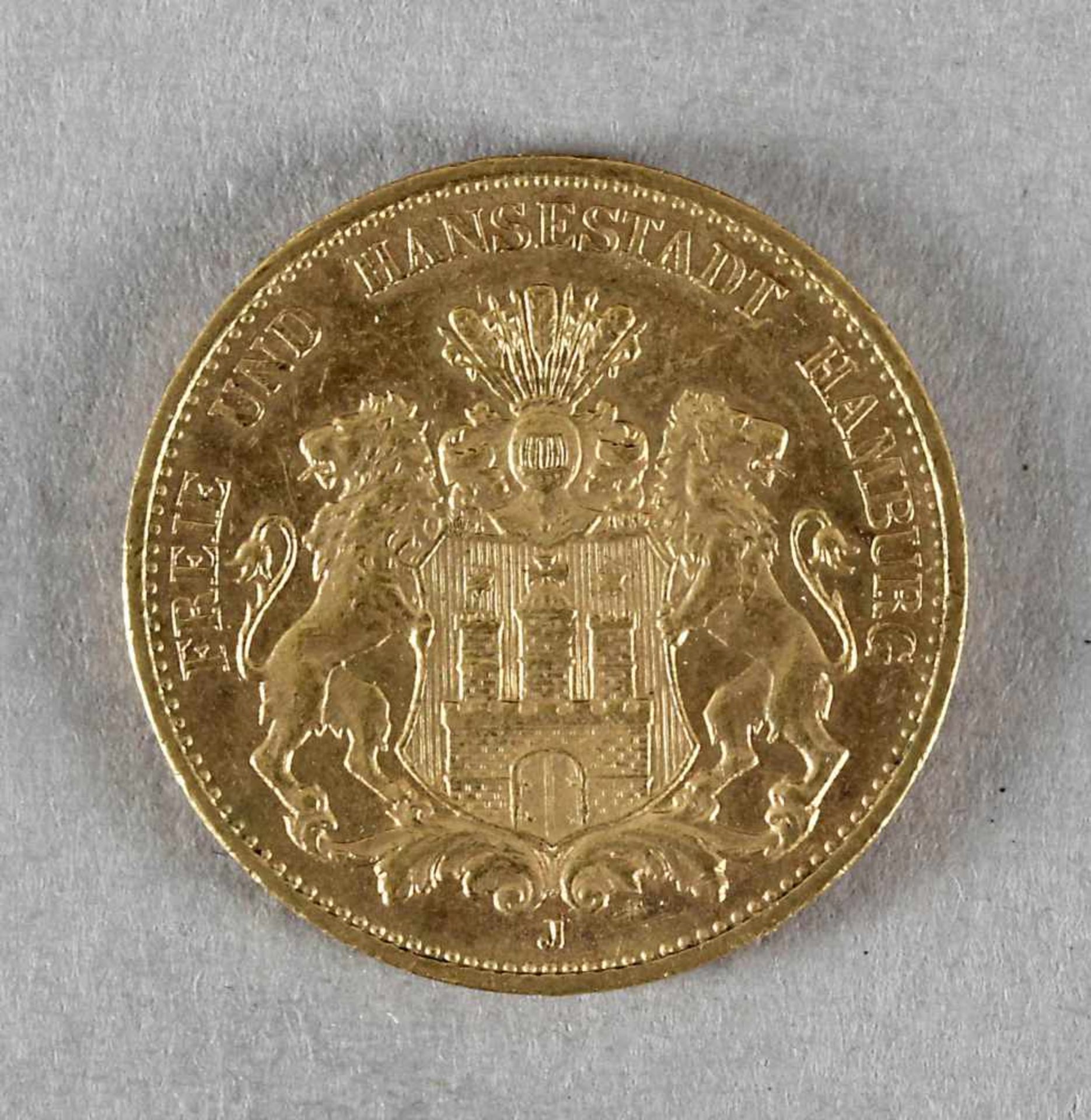 Goldmünze, 20 Mark, Hamburg, 1913 J