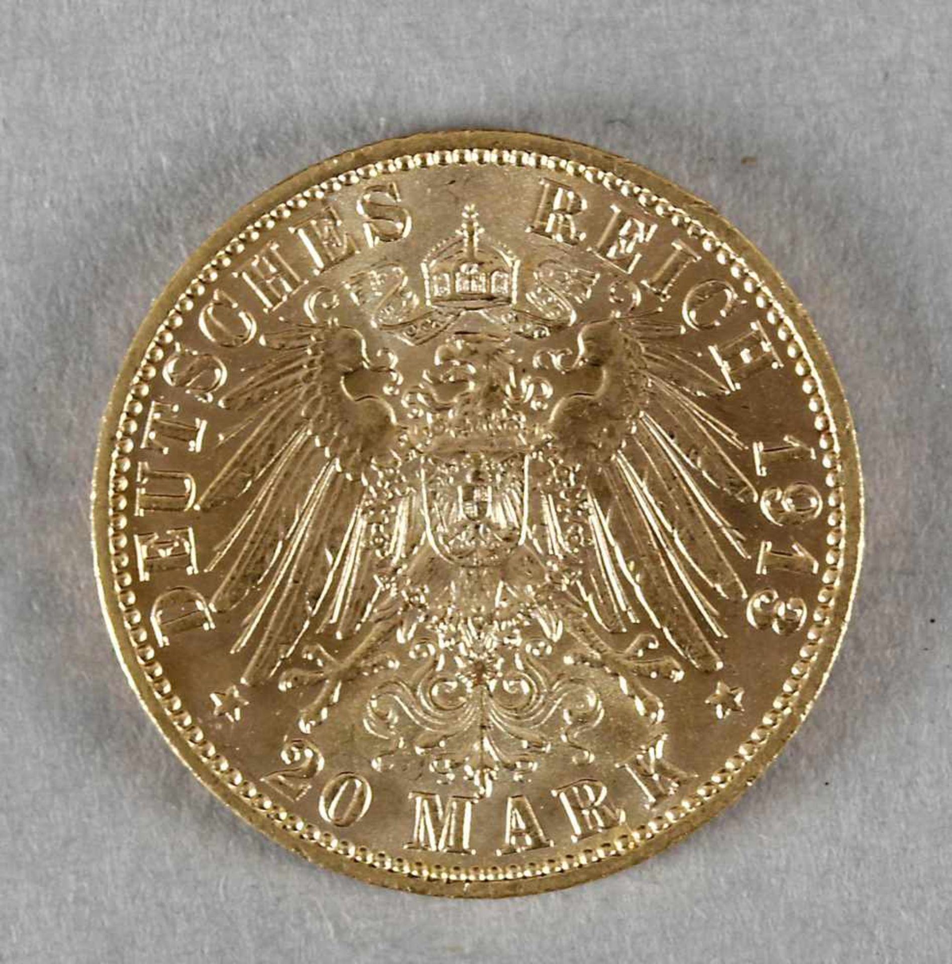 Goldmünze, 20 Mark, Hamburg, 1913 J - Bild 2 aus 2
