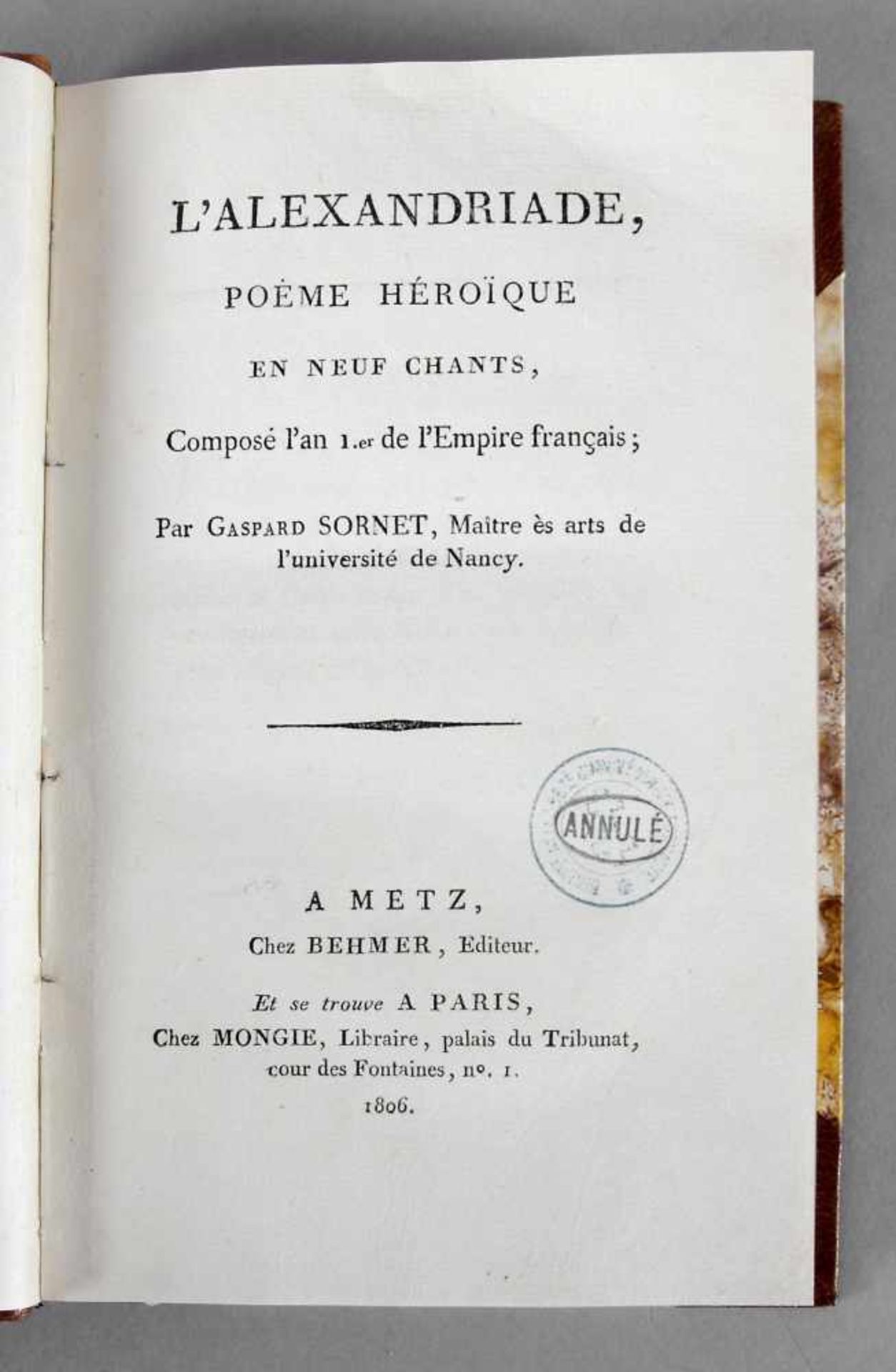 Gaspard Sornet, L´Alexandriade: Poème héroique en neufs chants - Bild 2 aus 2