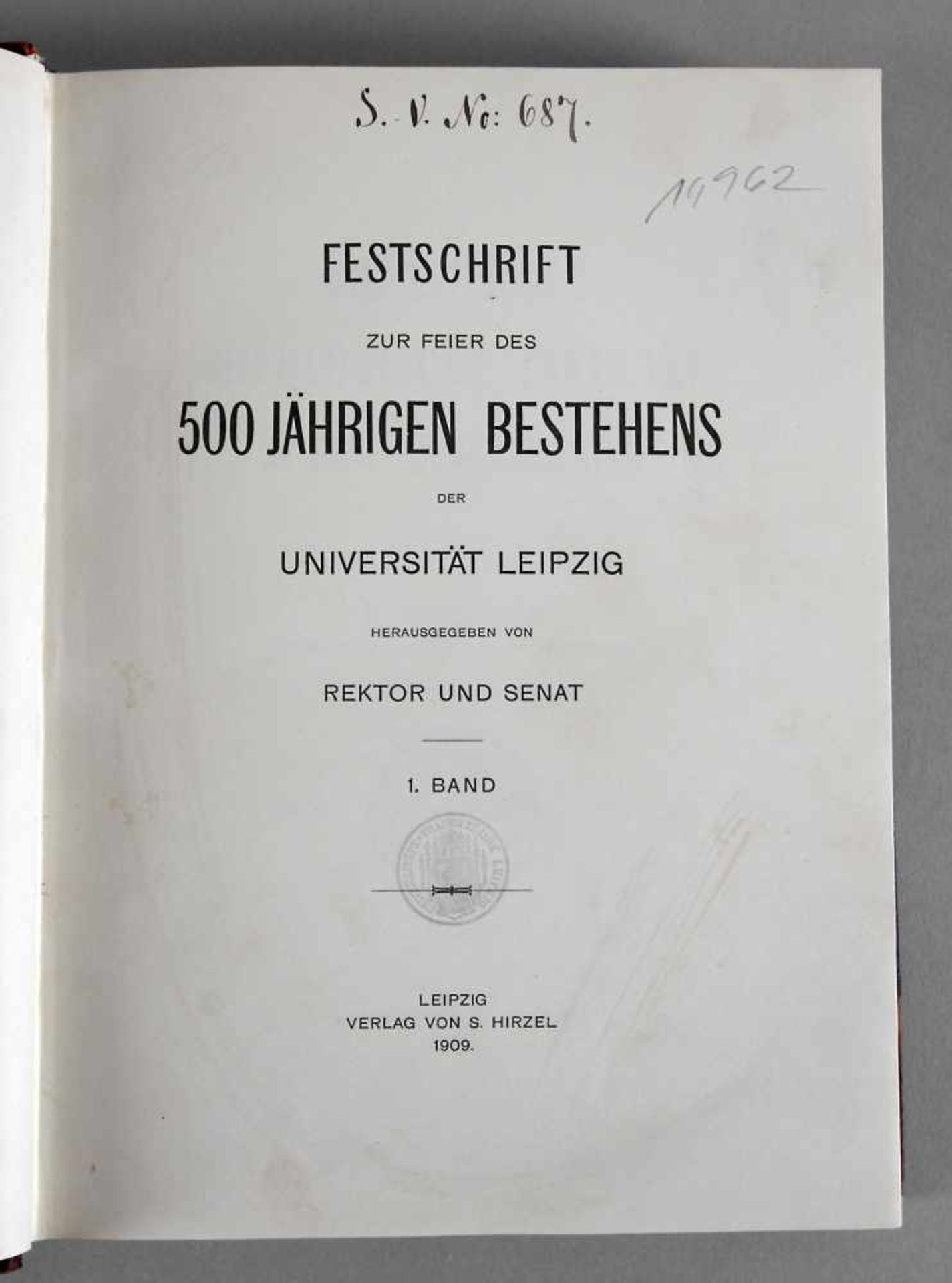 "Festschrift zur Feier des 500järhigen Bestehens der Universität Leipzig"