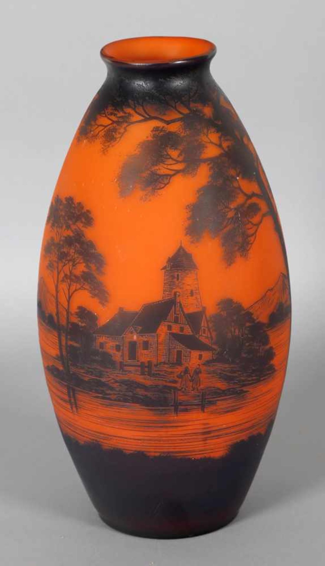 Große Richard-Vase in Balusterform mit weiter Donaulandschaft, um 1920