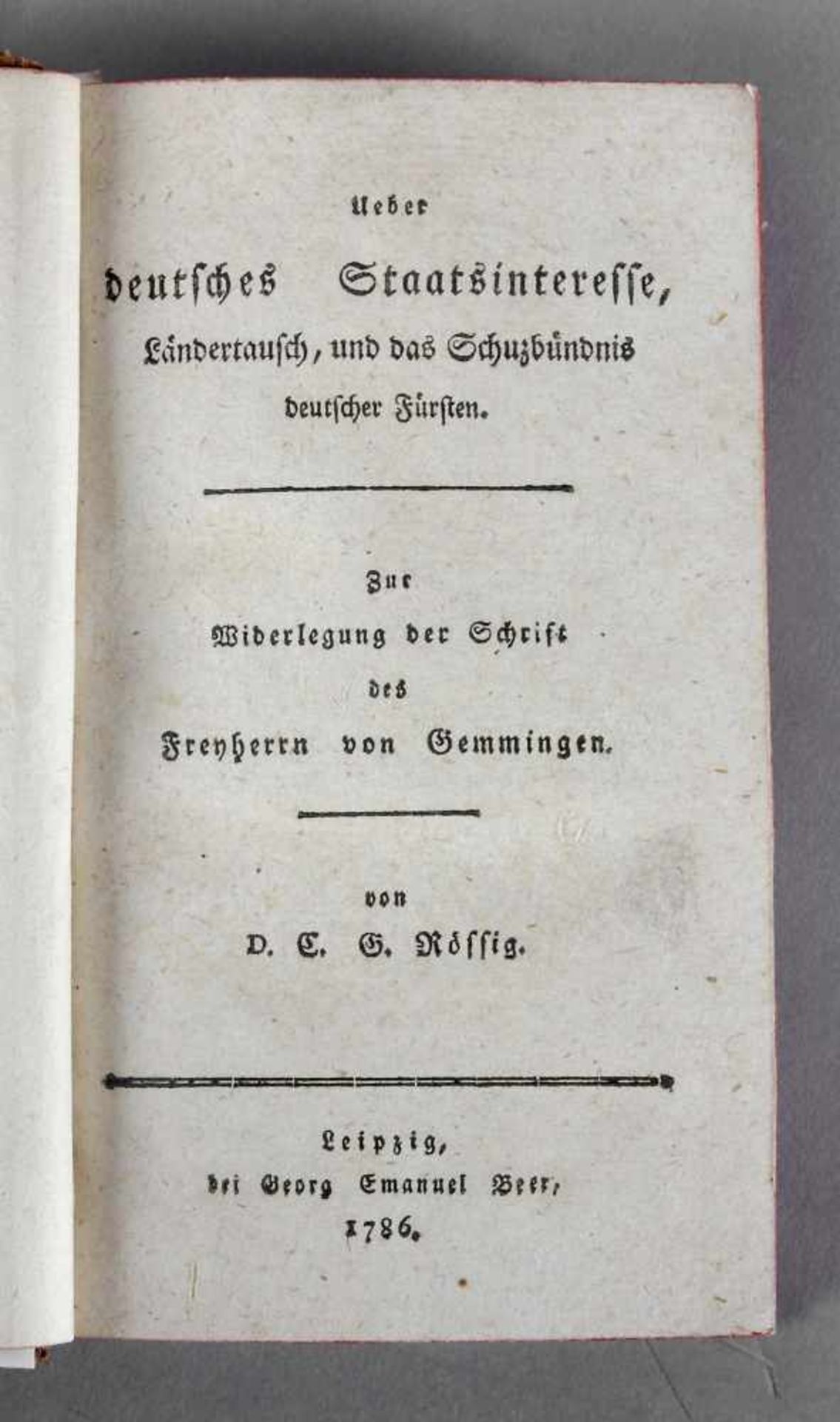 D. E. G. Rössig, Ueber deutsches Staatsinteresse