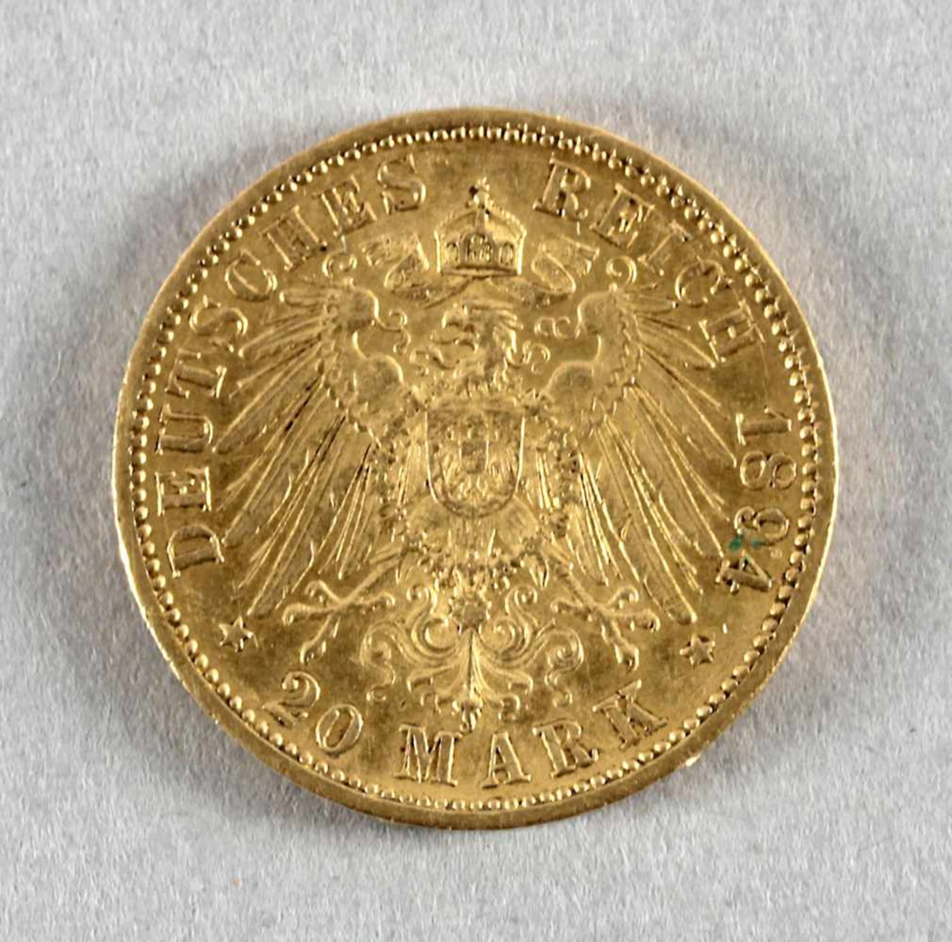 Goldmünze, 20 Mark, Friedrich von Baden, 1894 G - Bild 2 aus 2