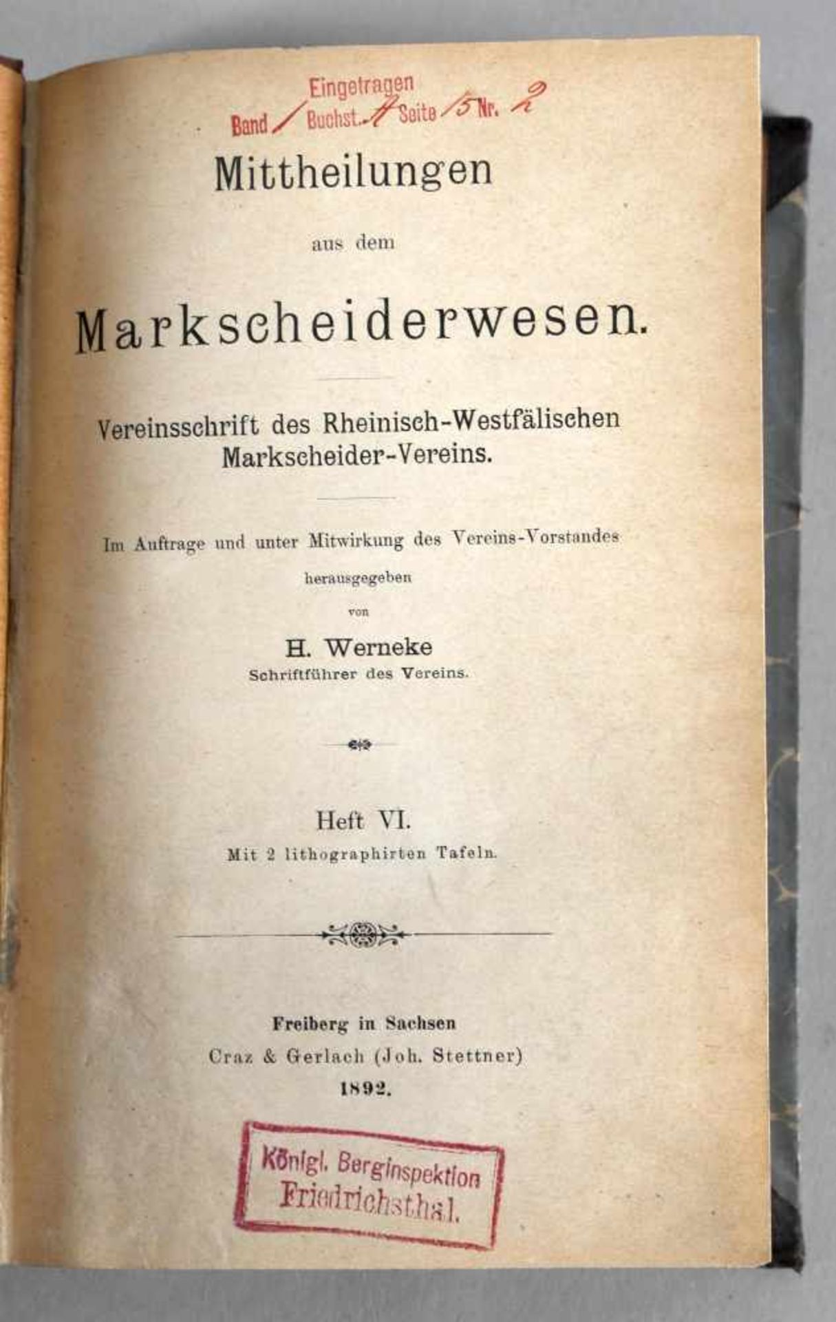 Mittheilungen aus dem Markscheiderwesen 1885-1915 (1895-1898 fehlend), 8 Bände - Bild 2 aus 2