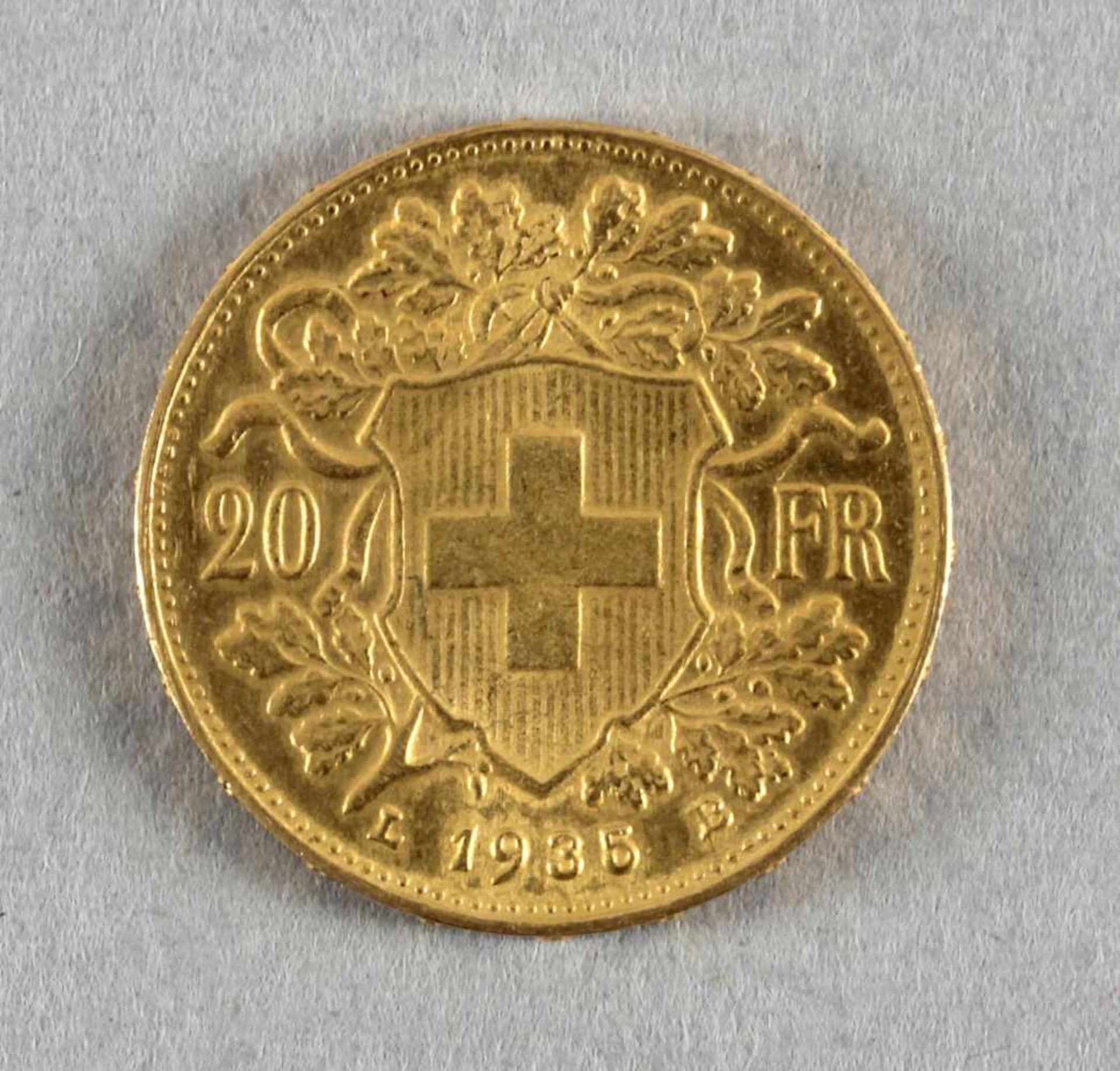 Goldmünze, 20 Franken (Vreneli), 1935 - Bild 2 aus 2
