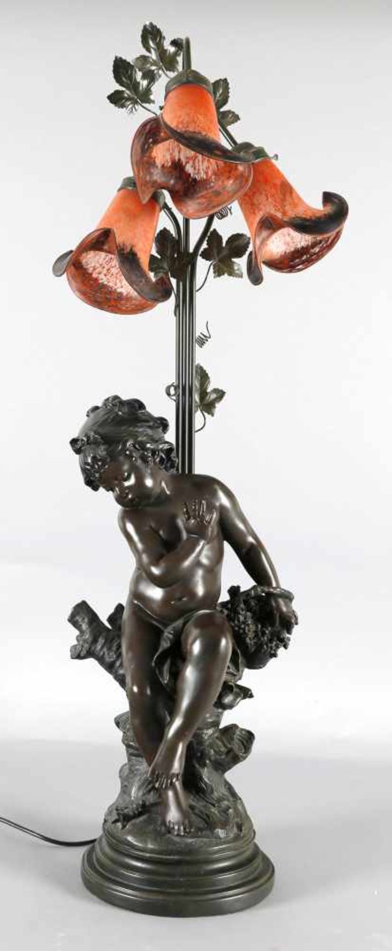 Dekorative dreiflammige Lampe nach Auguste Moreau (1834-1917), 2. H. 20. Jh.