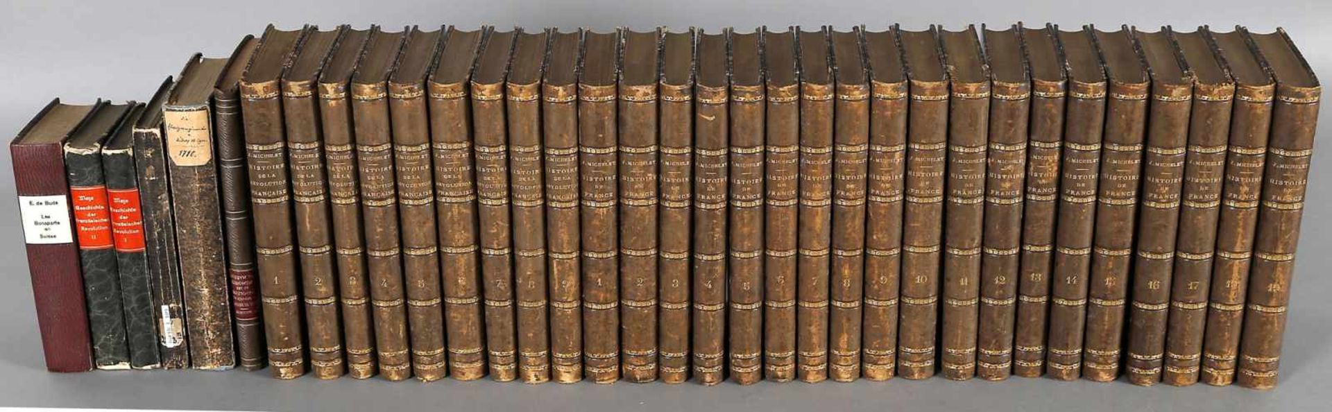 Jules Michelet und andere, Konvolut von 34 Büchern