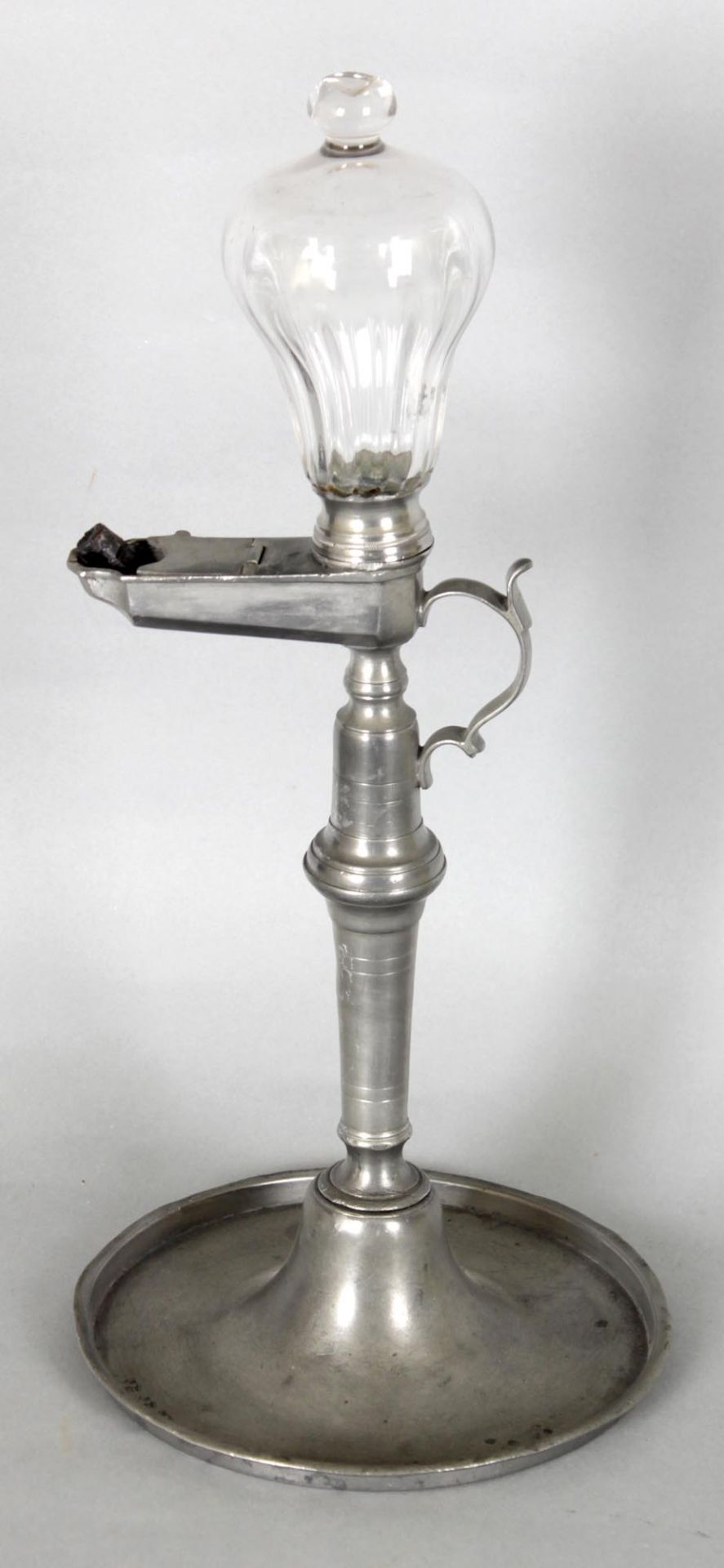 Öllampe aus Zinn, deutsch, um 1830