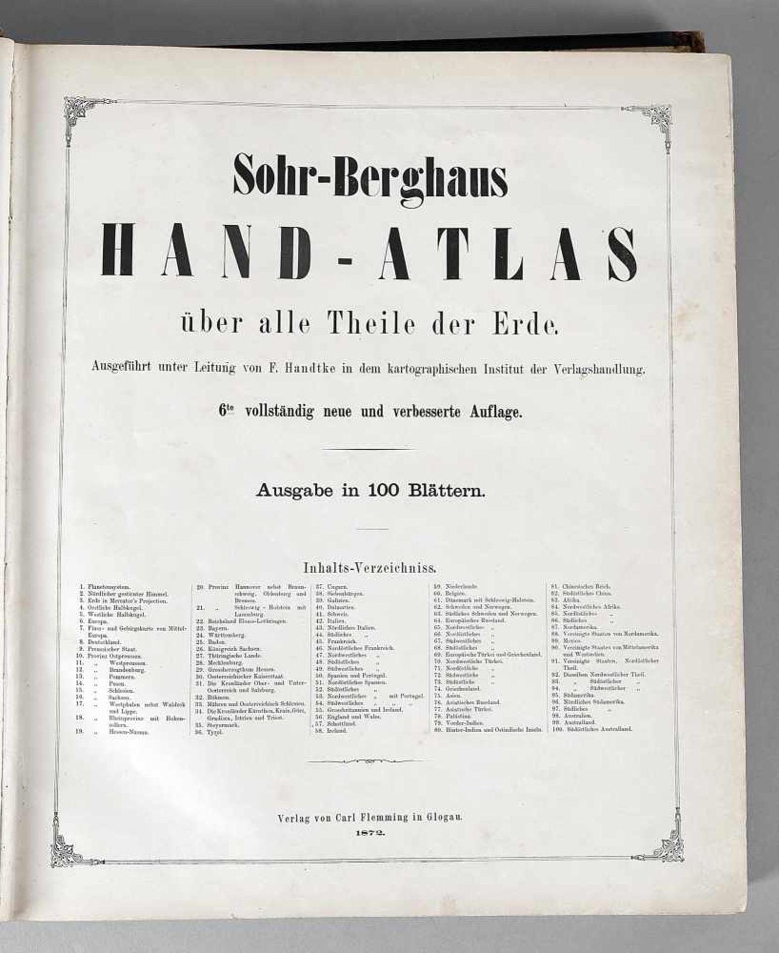 Sohr-Berghaus, Hand-Atlas über alle Theile der Erde, Ausgabe in 100 Blättern, neu bearbeitet von