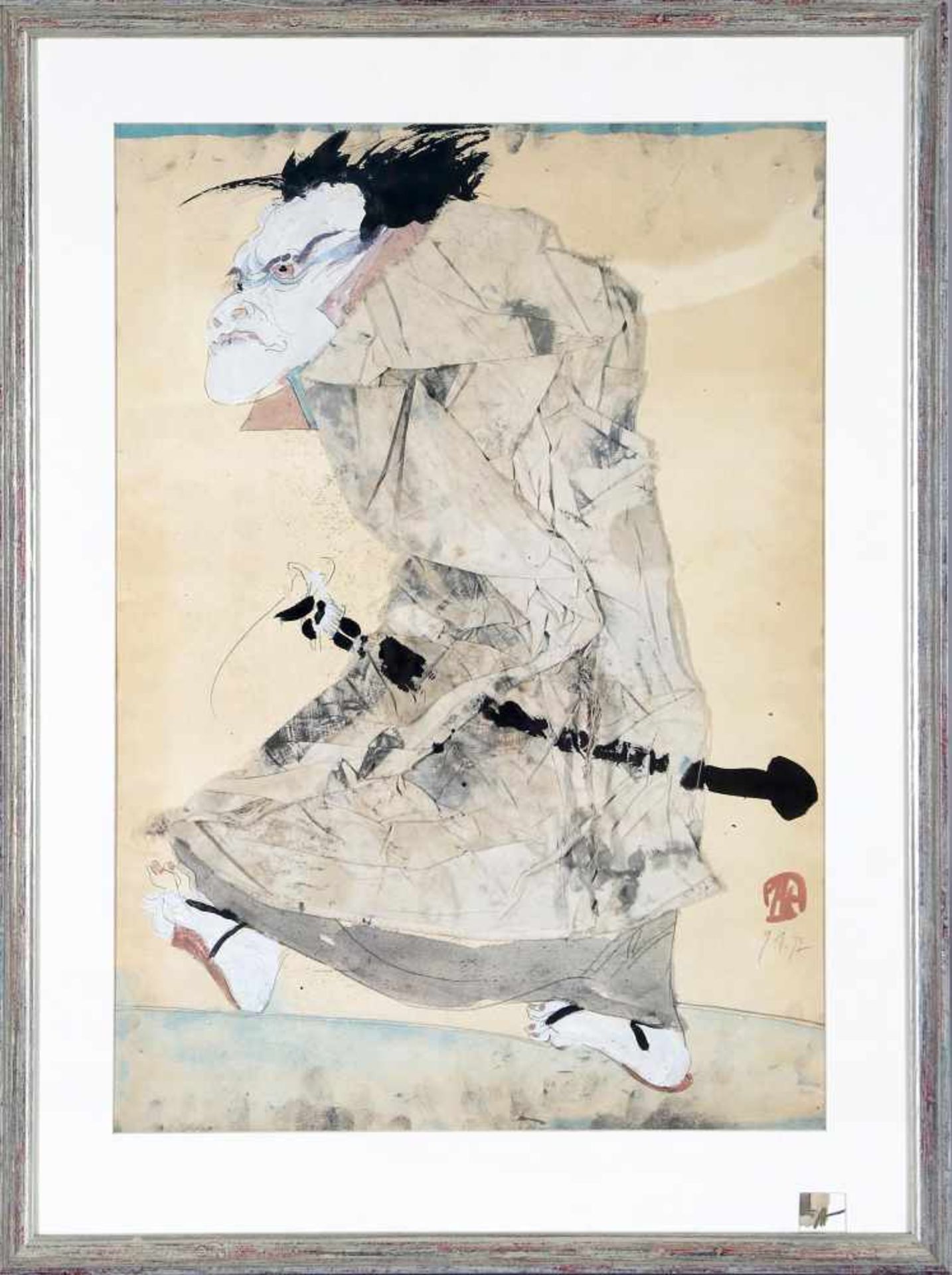 Horst Janssen (Wandsbek 1929-1995 Hamburg)Samurai, 1992, Plakat (Farboffset) nach dem Aquarell/