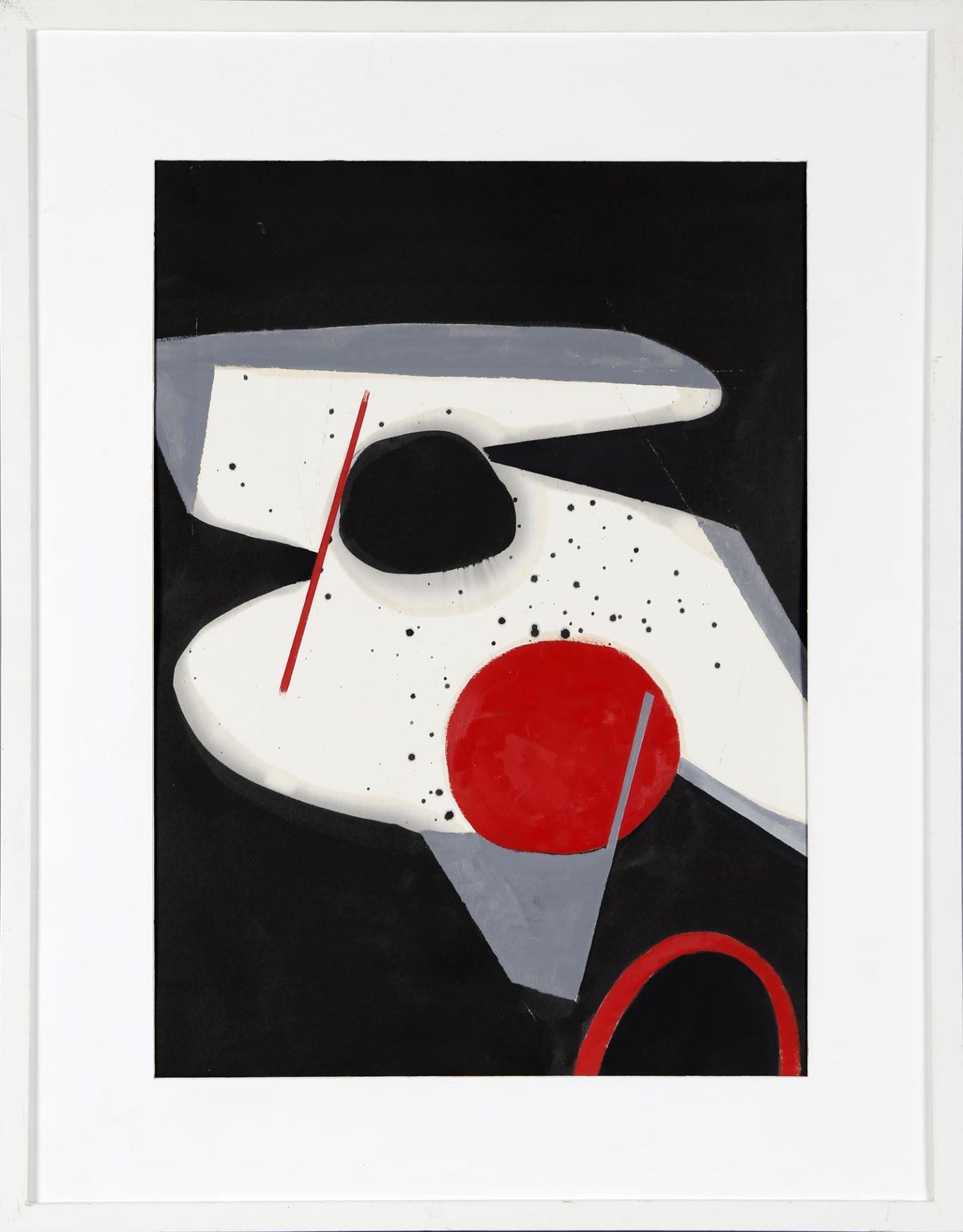 Victor Fontaine (Saarlouis 1923-1995 Saarlouis)Komposition mit rotem Kreis, Gouache auf