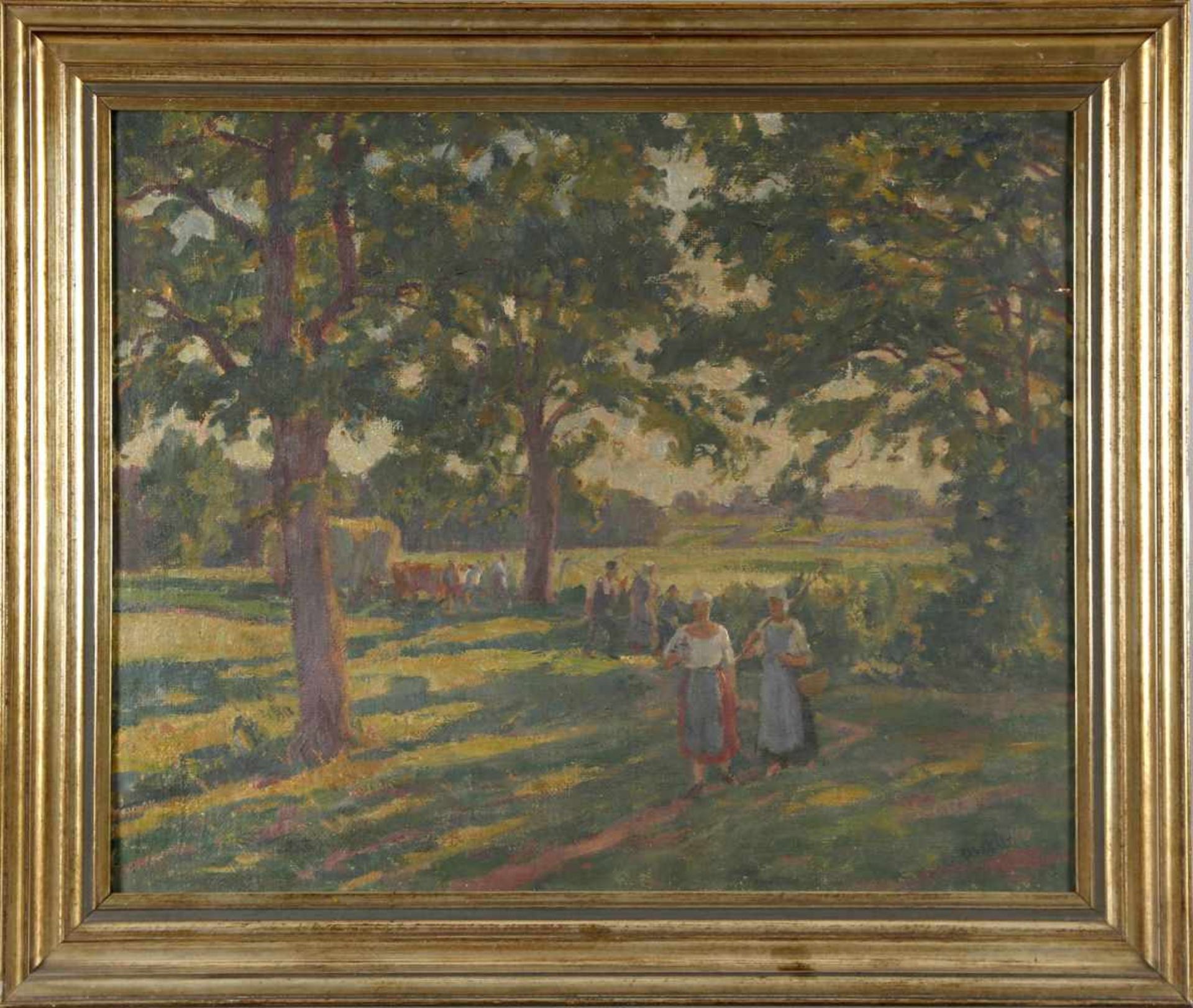 Otto Weil (Friedrichsthal 1884-1929 Saarbrücken)Ernteszene, Öl auf Rupfen, rechts unten signiert,