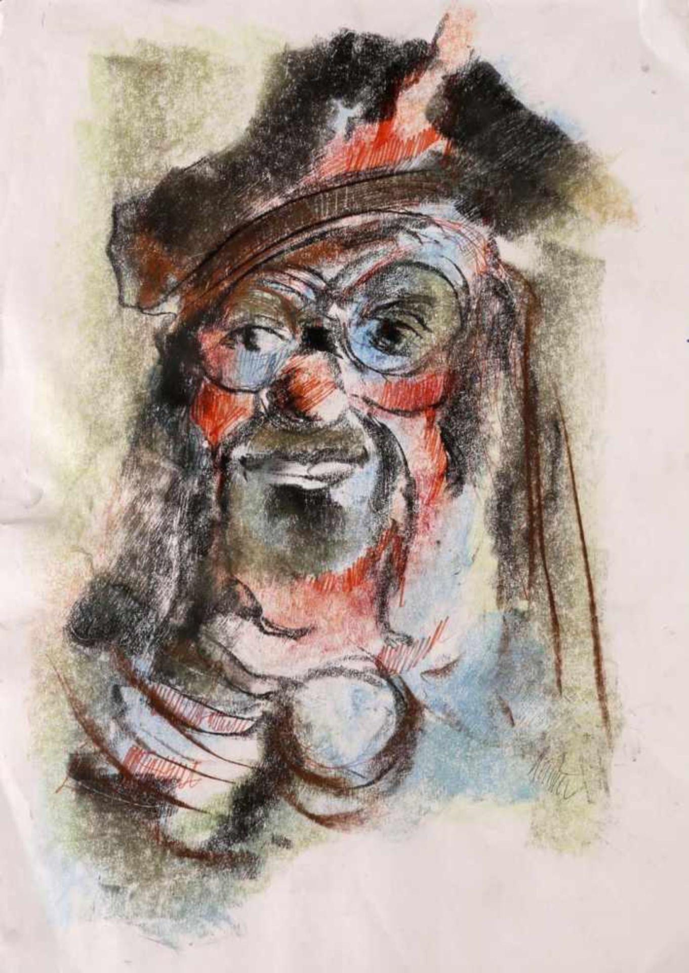 Walter Bernstein (Schiffweiler 1901-1981 Neunkirchen)Konvolut aus zwei Zeichnungen: Mann mit Brille,