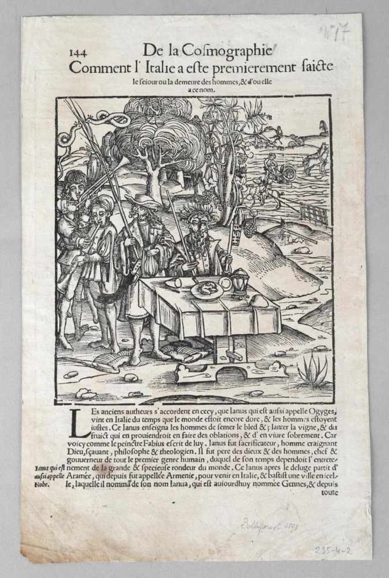 Titelblatt der französischen Ausgabe der Kosmographie Sebastian Münsters (1489-1552)über die
