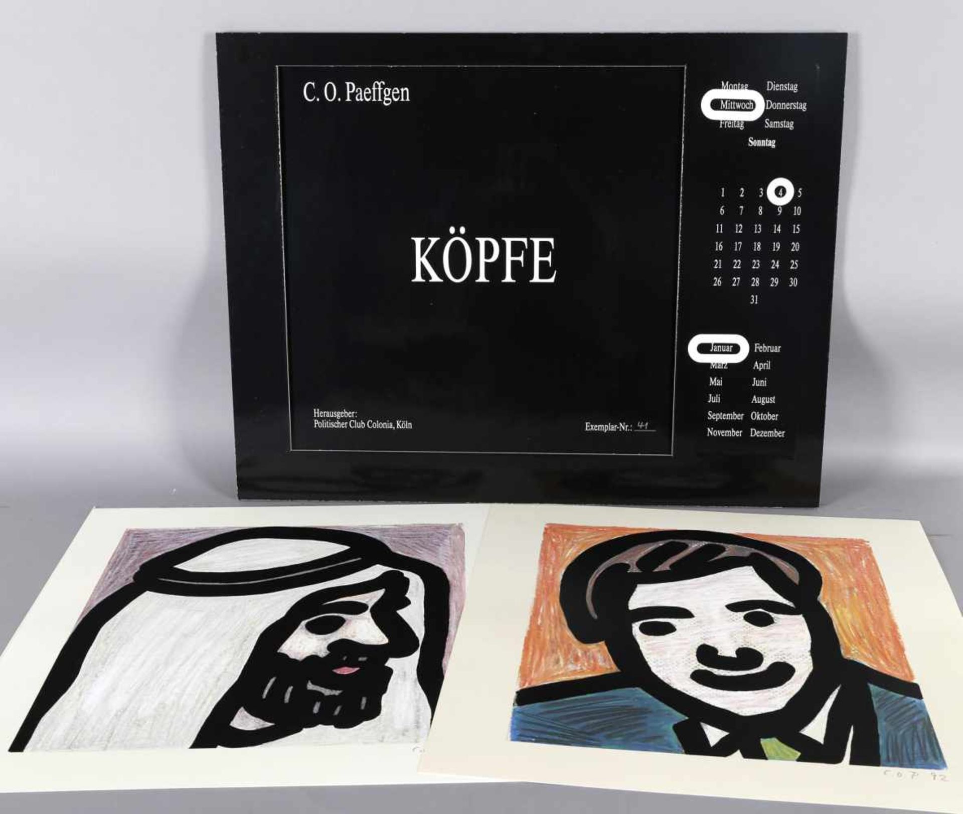 Claus Otto Paeffgen (Köln 1933-2019 Köln)Köpfe, Folge von 12 Blatt Farboffsetlithographien auf