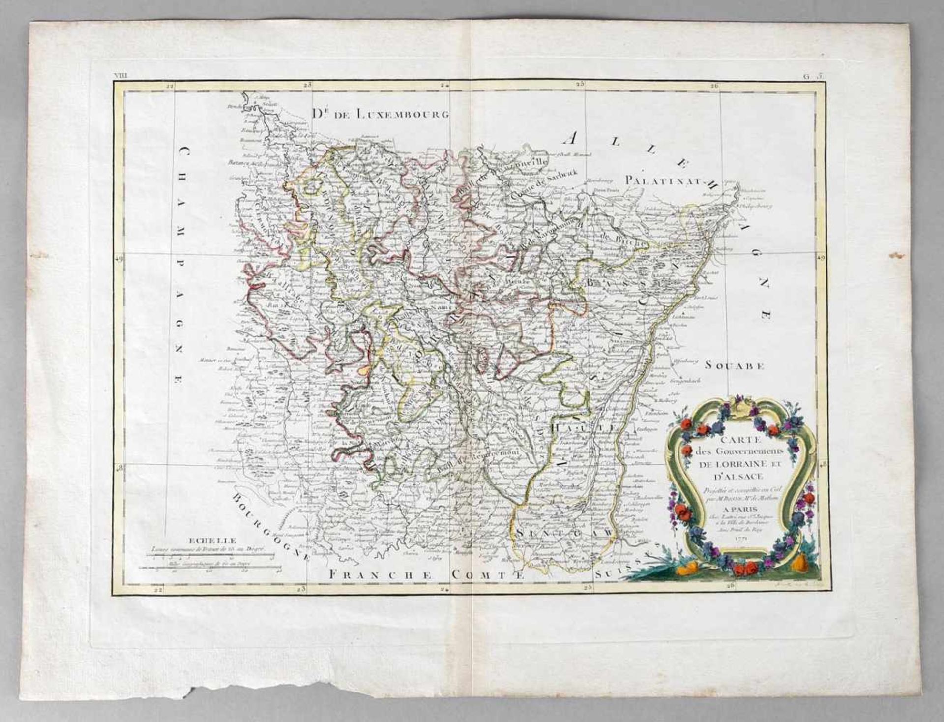 Carte des Gouvernements de Lorraine et d'Alsace (Karte der Gouvernements Lothringen und Elsass)