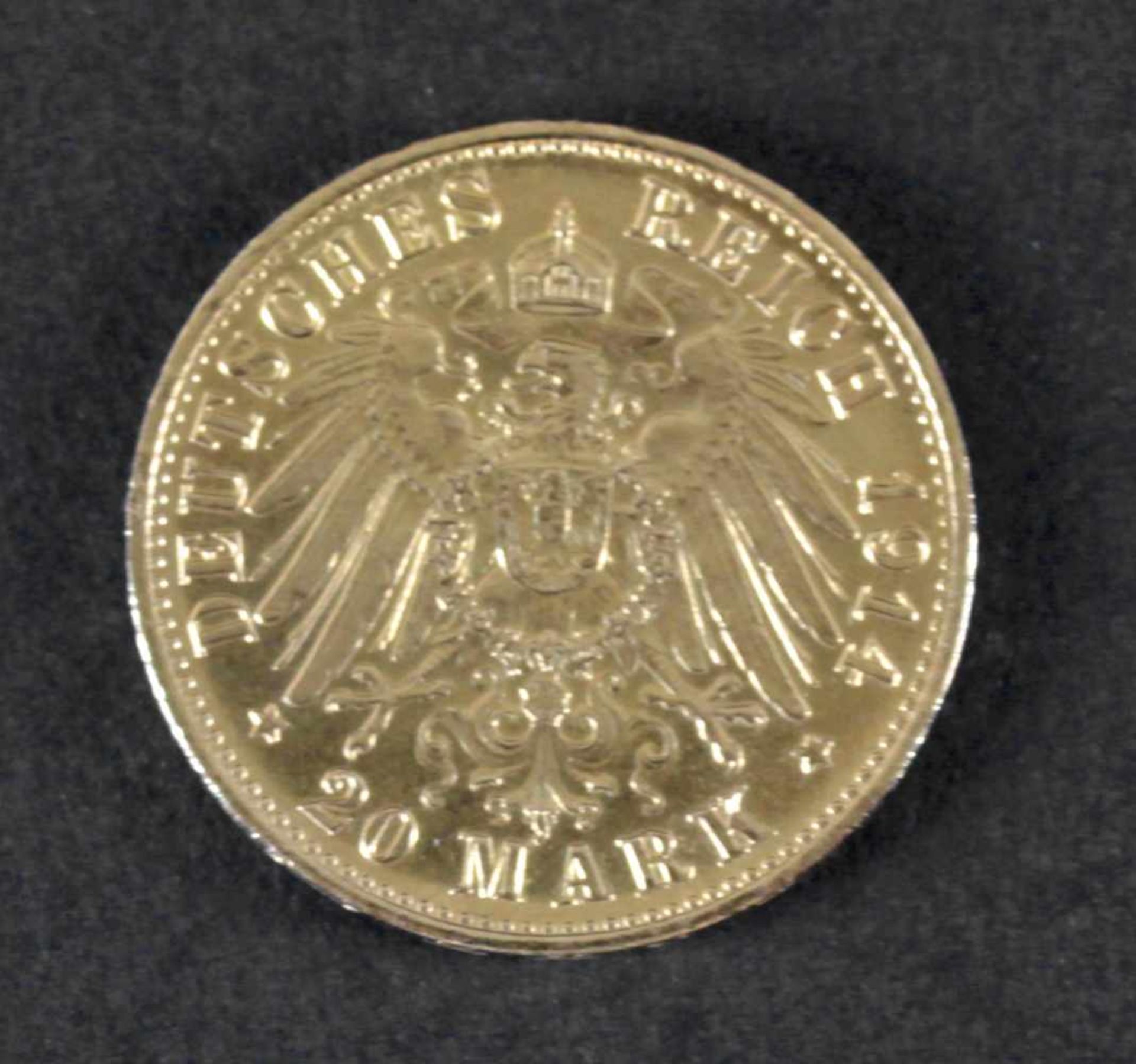 Goldmünze, 20 Mark, Ludwig III. von Bayern, 1914 D - Bild 2 aus 2