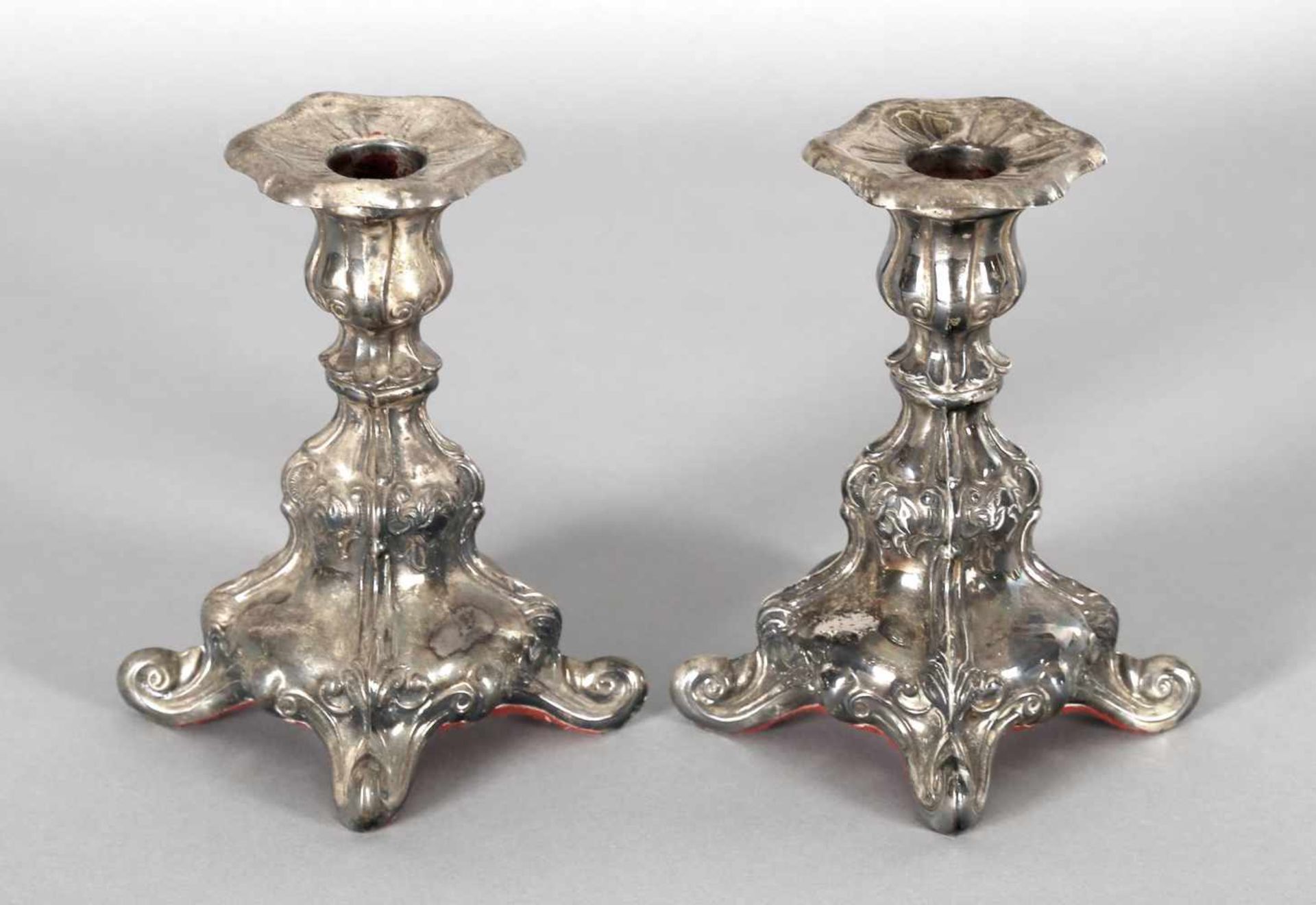 Paar Kerzenleuchter aus Sterlingsilber, Barockstil, deutsch, 1. H. 20. Jh.