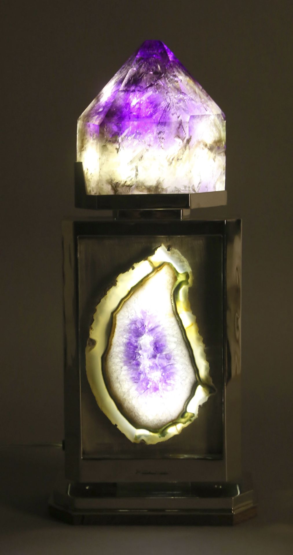 Beeindruckende Lichtskulptur von Frederic Gautier mit Amethysten - Image 2 of 2