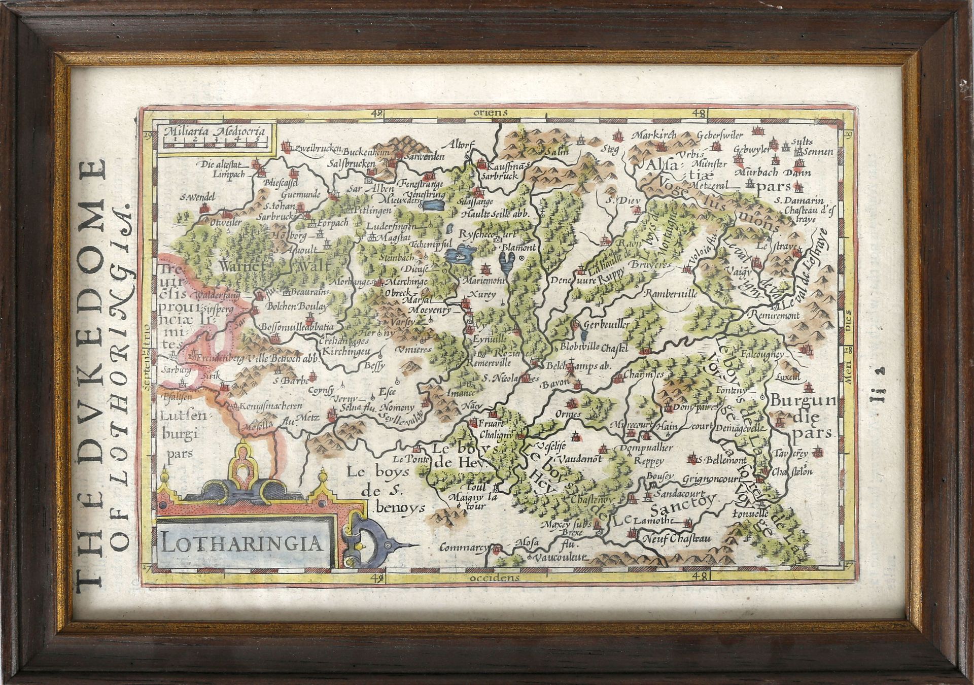 Karte des Fürstentums Lothringen ('Dukedome of Lotharingia'), London um 1650