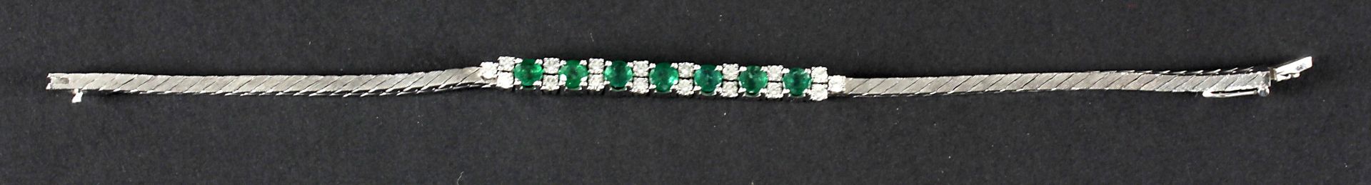 Schönes Armband mit Smaragden und Brillanten, 750er WG - Image 2 of 2