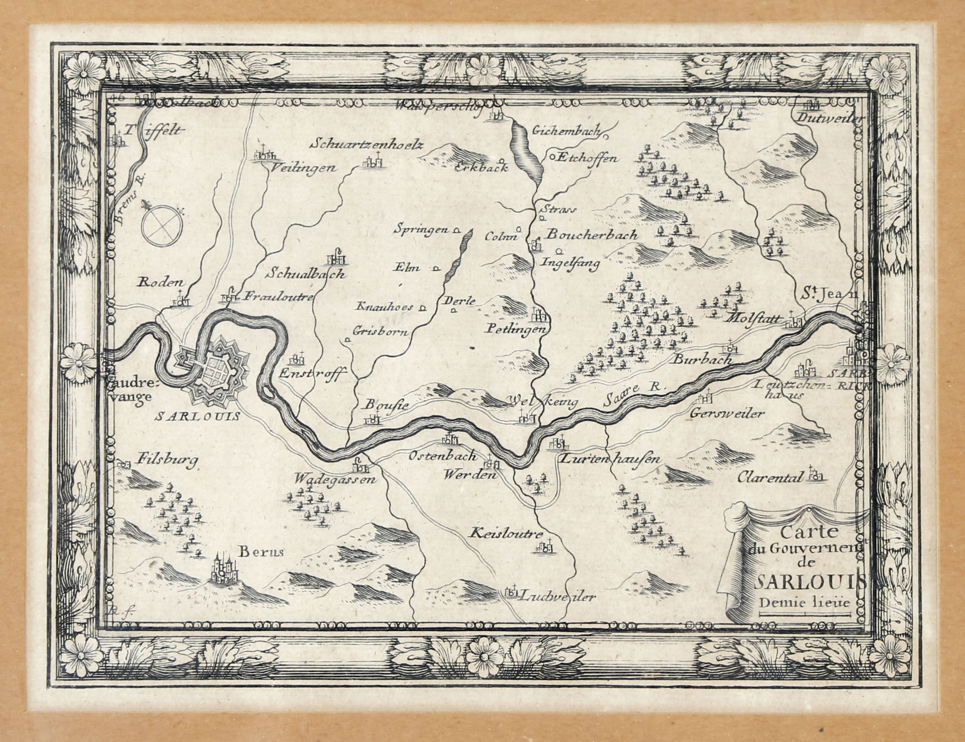 'Carte du Gouvernement de Sarlouis' (Karte des Gouvernements Saarlouis), um 1730